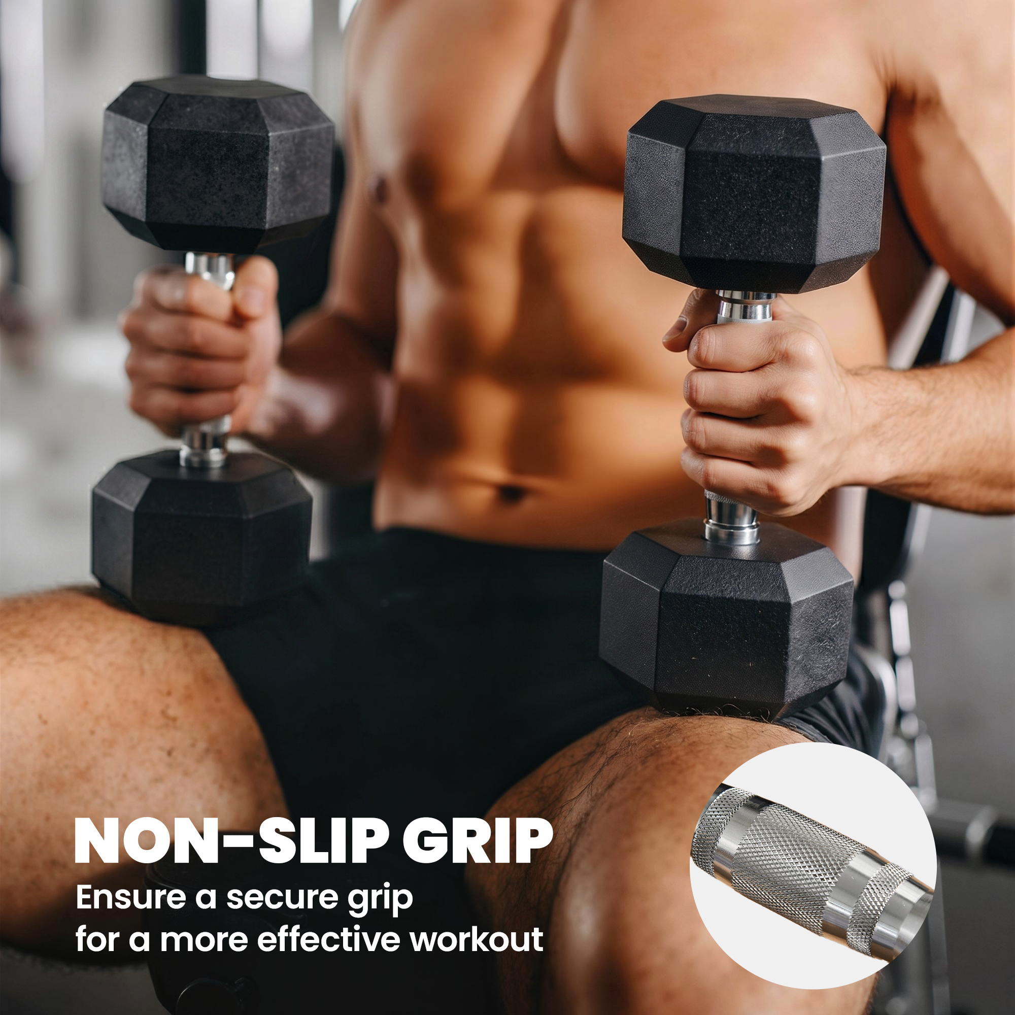 2x8kg Hex Dumbbell Rubber Weights Sets Hexagonal Gym Fitness Lifting Home — image 3