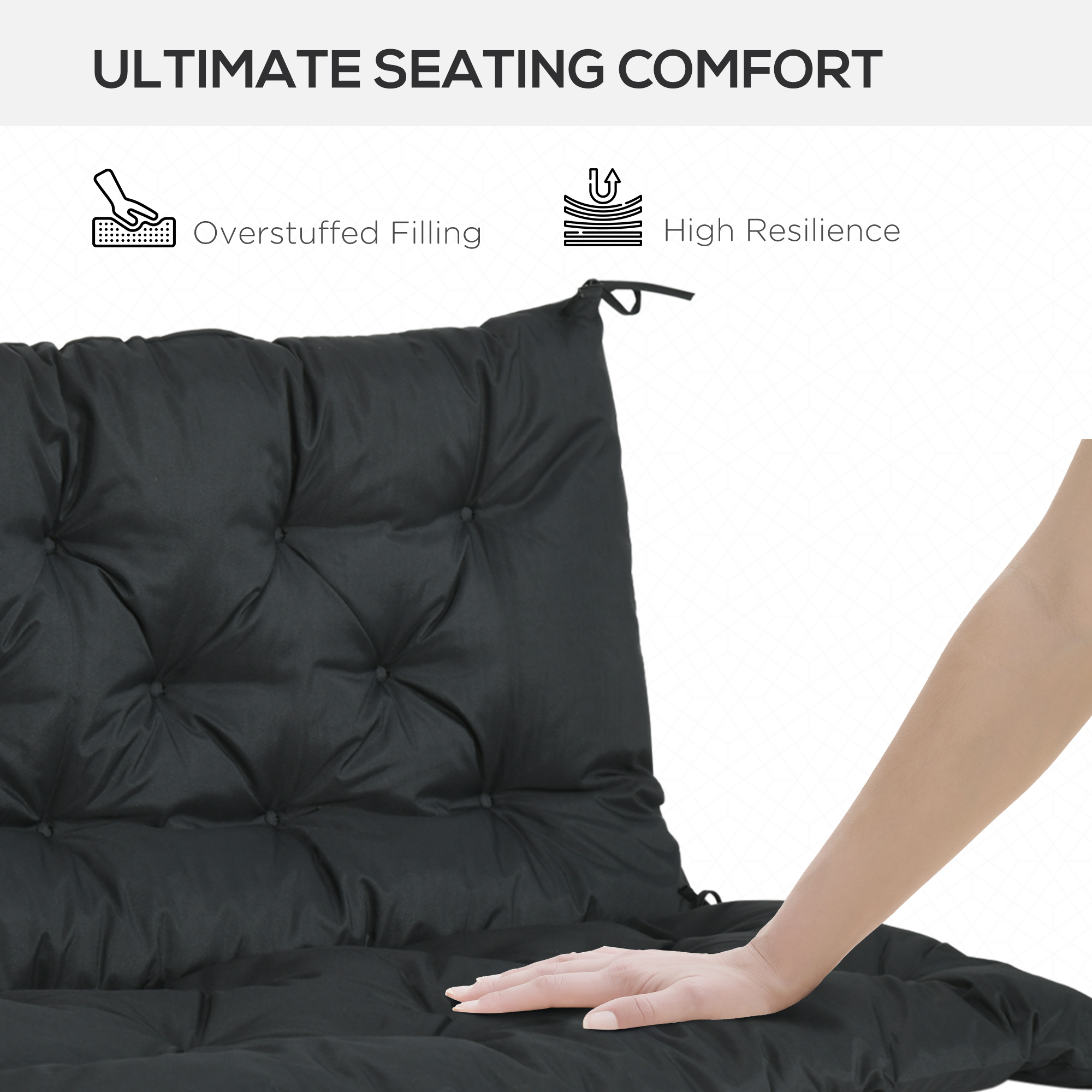 2 Seater Bench Pad,Garden Chair Cushion With Back And Ties For Indoor Outdoor — image 5