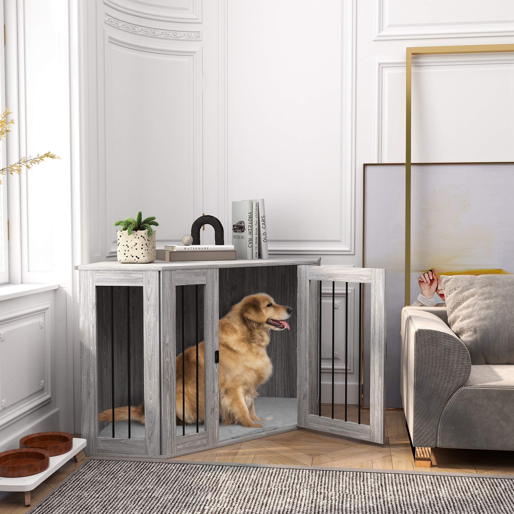 Dog Cage Furniture Side Table With Soft Cushion, 122 X 61 X 71 Cm detail photo 9