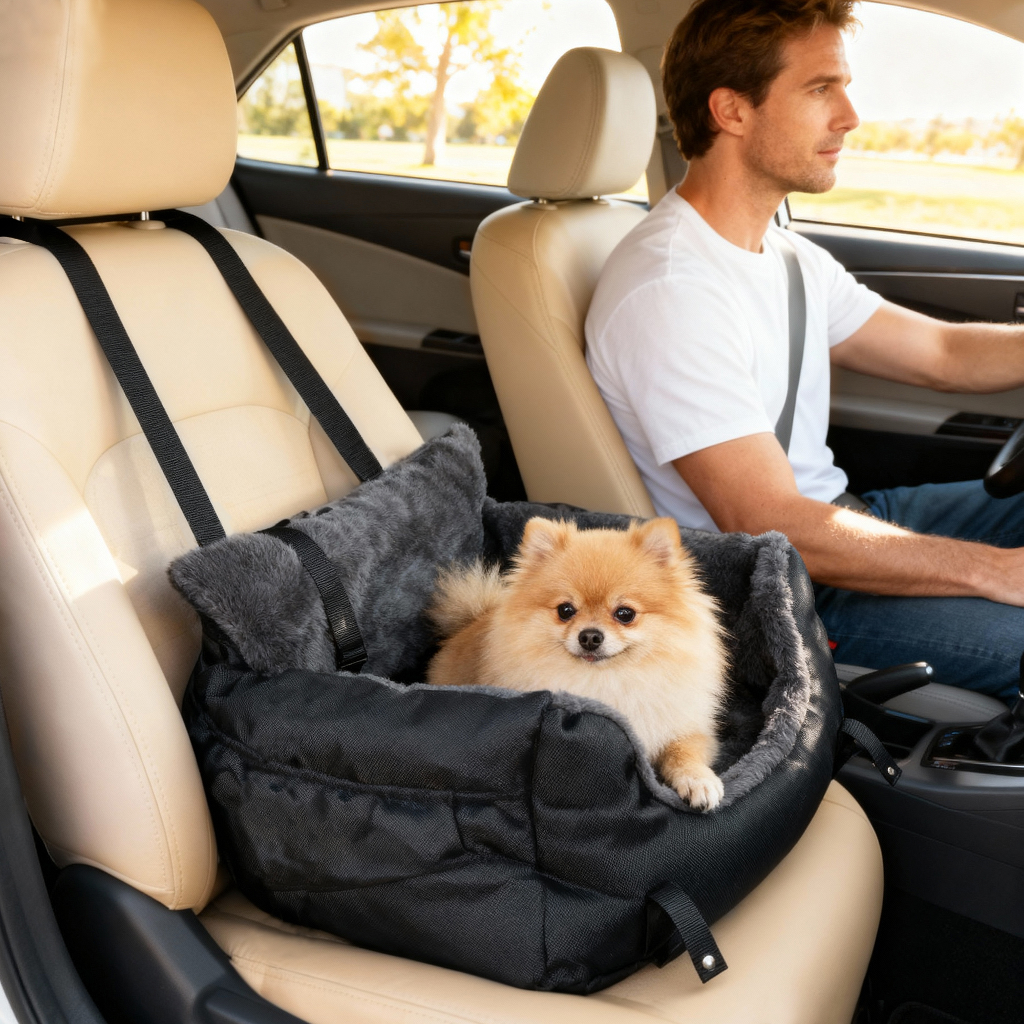 Dog Car Seat For Small Dogs With Fixed Buckle,Safety Leash,Washable Cover,58 X — image 5