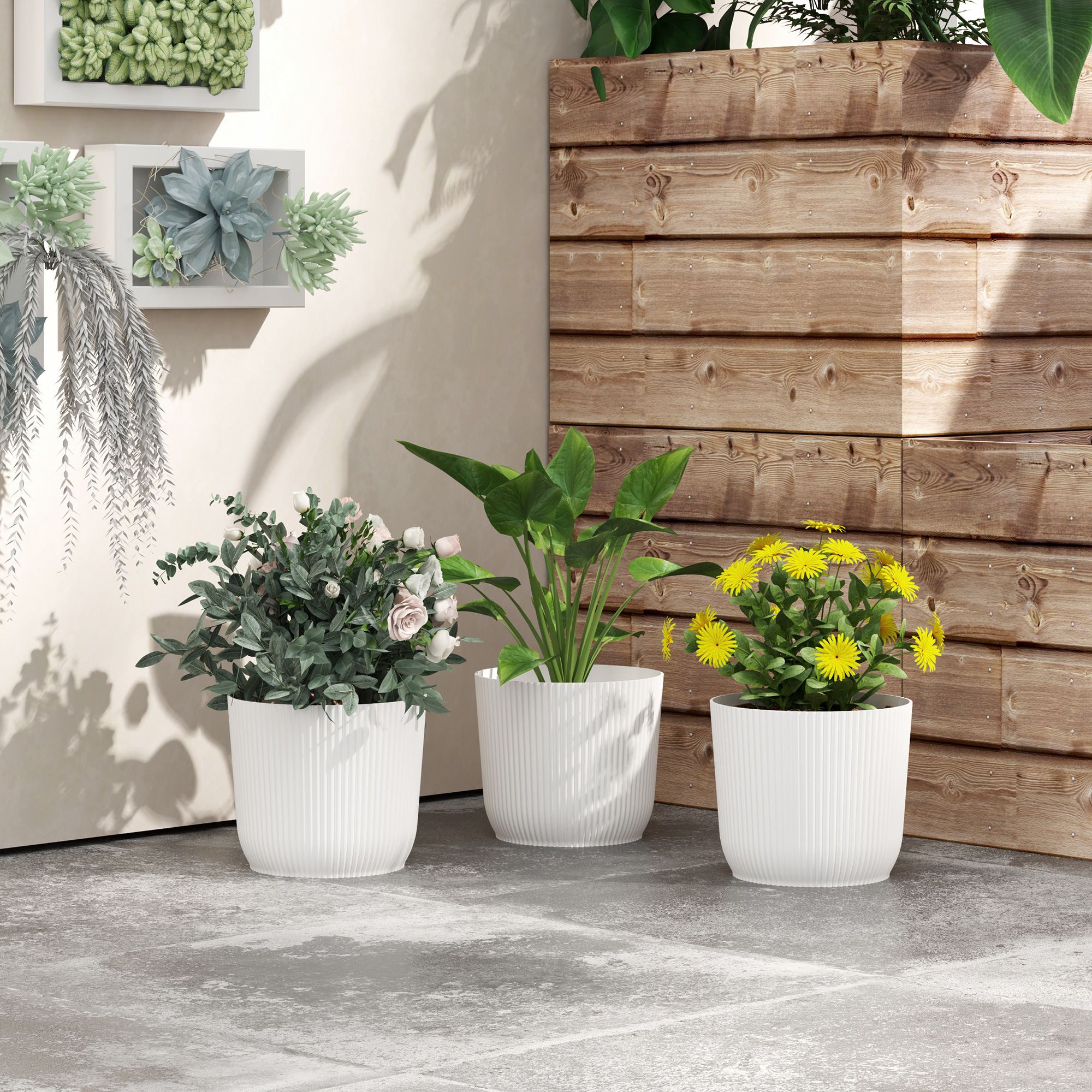 Set Of Three Ф22cm Planters-White — image 2