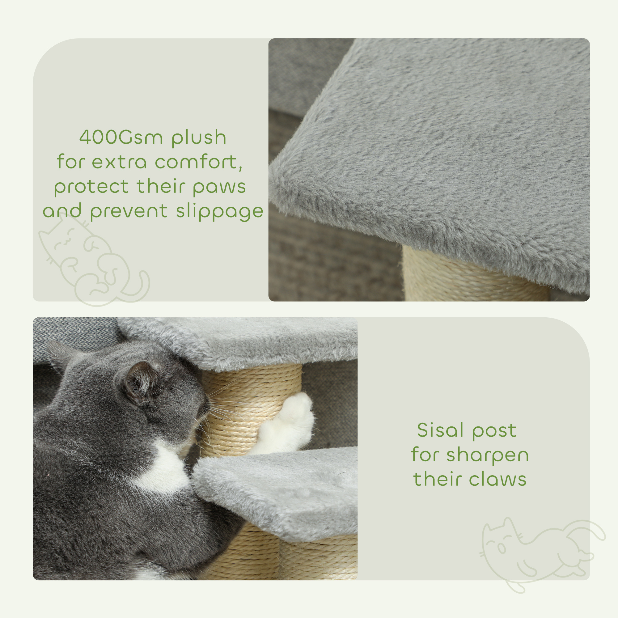 Pet Stairs 3-step Ladder Cat Dog Climb Tree,Grey — image 2