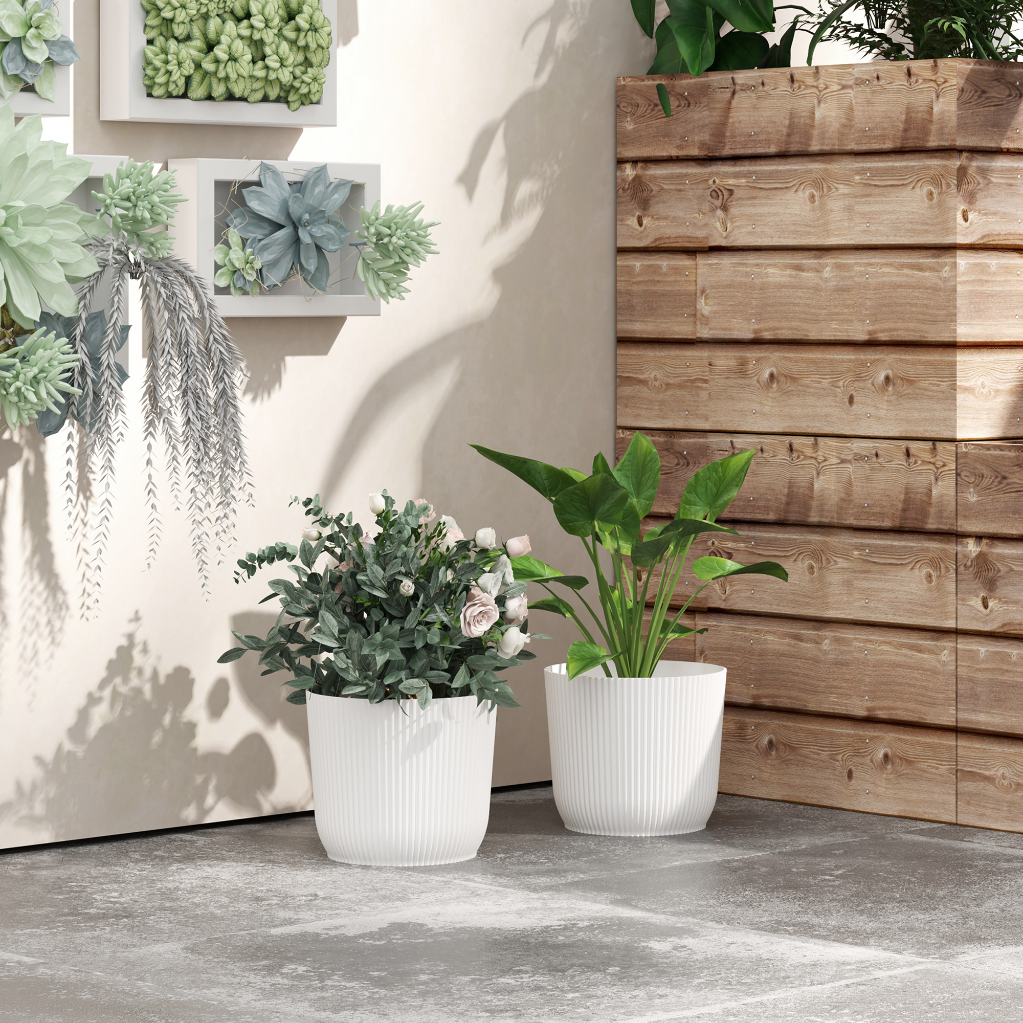 Set Of Two Ф22cm Planters-White — image 3