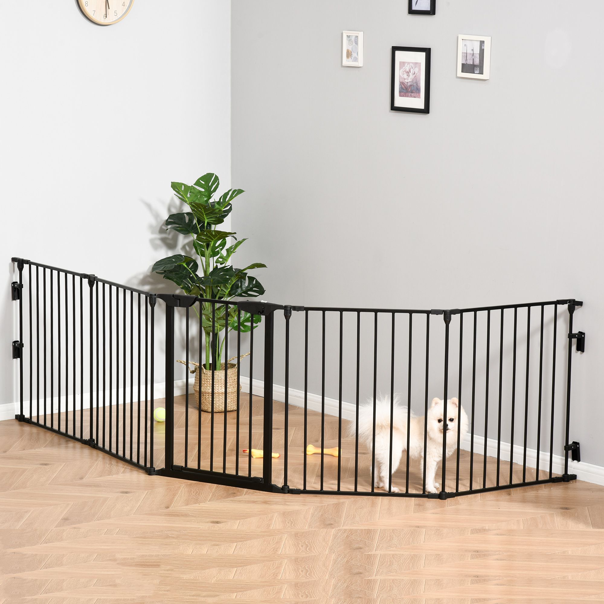 5 Panels Pet Playpen Metal Fence W/ Walk Through Door-Black detail photo 9