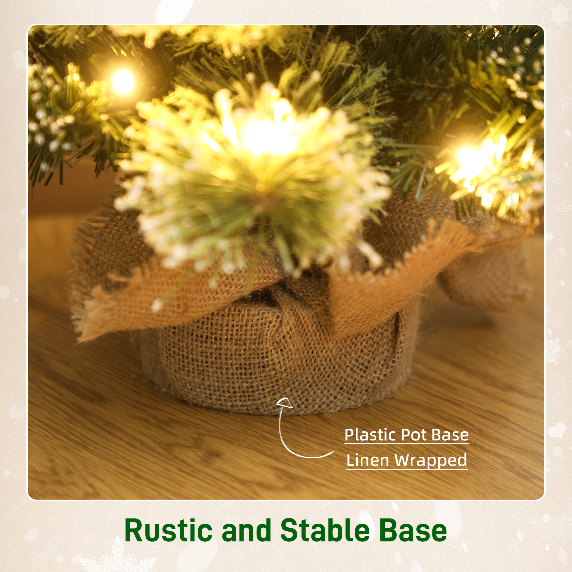 60 Cm Prelit Small Christmas Tree,Snow Flocked Tabletop