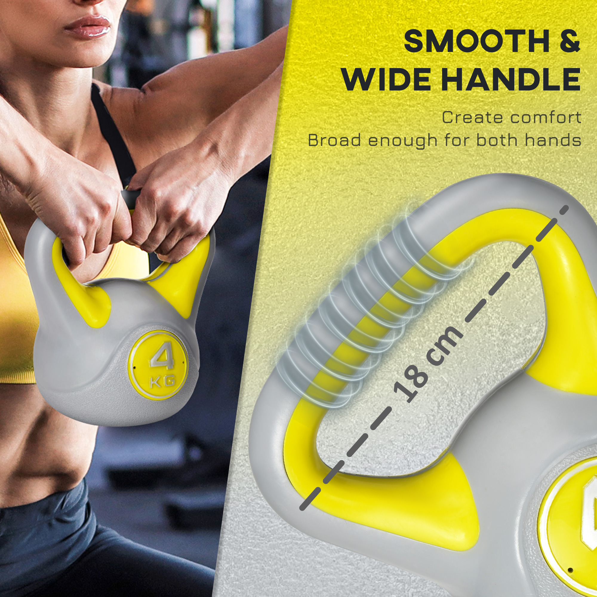 SPORTNOW Kettlebell,4kg Kettle Bells With Handle For Home Gym Weight Lifting — image 2