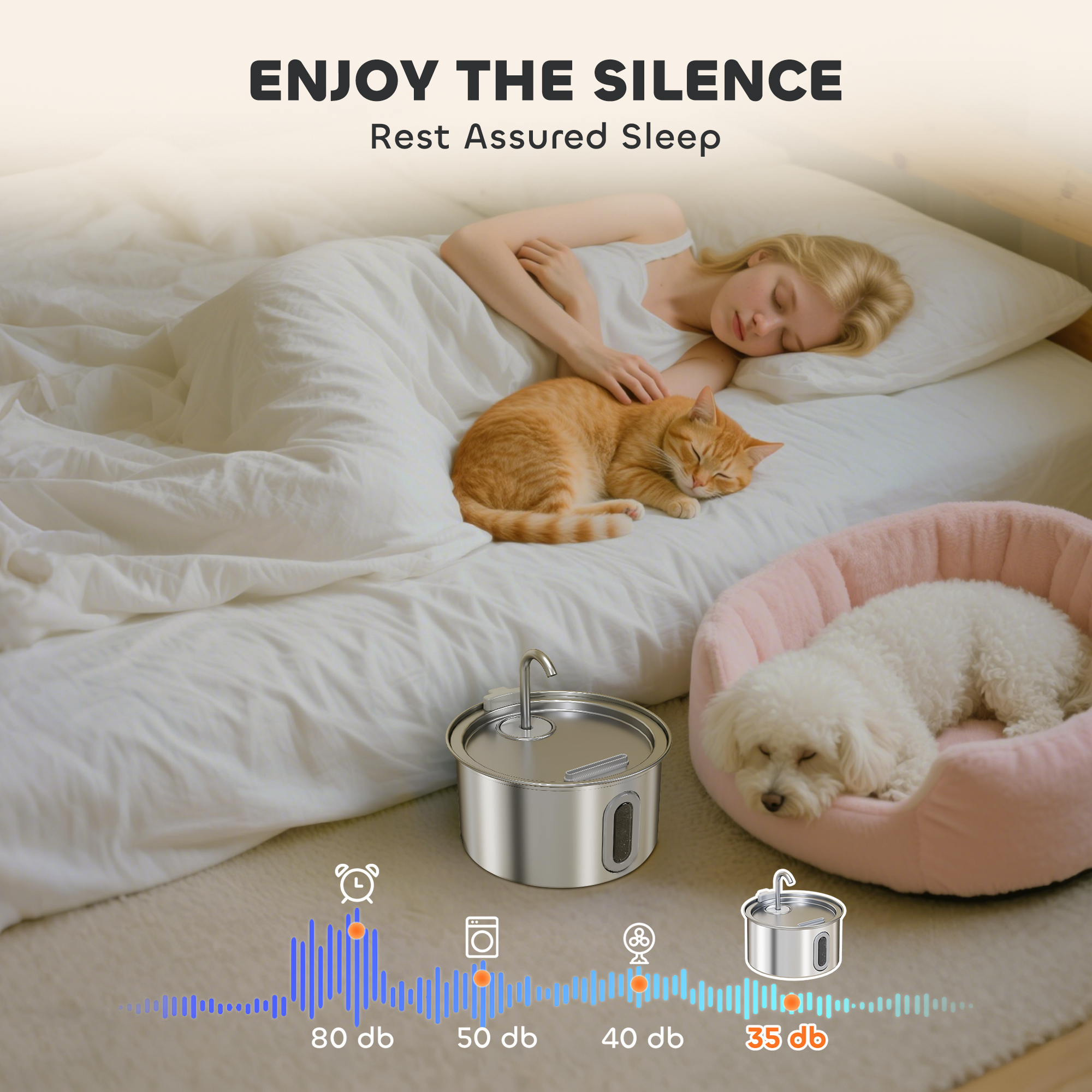 2.5L Stainless Steel Cat Water Fountain For Drinking With Ultra-Silent — image 5