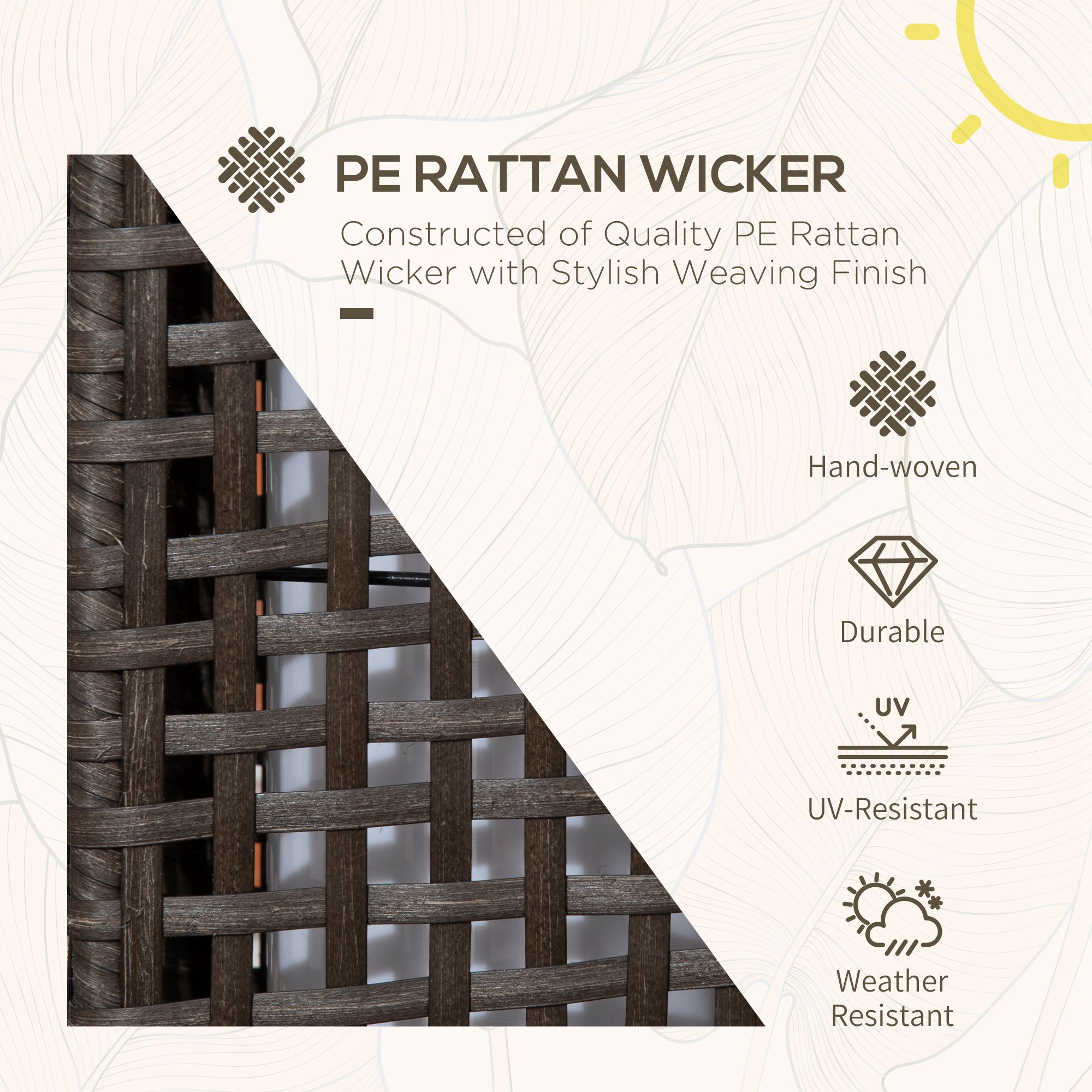 Outsunny Outdoor Rattan Solar Lantern,Brushed PE Wicker