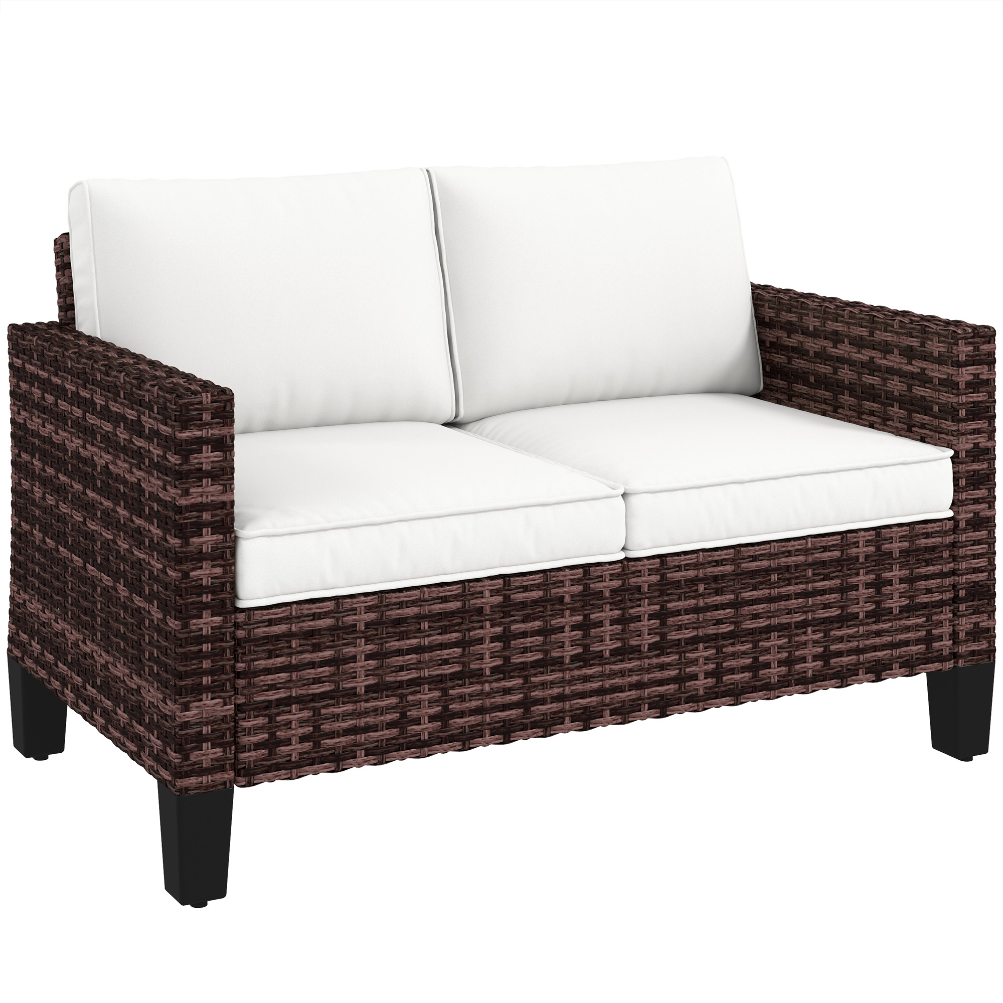 Double rattan outdoor sofa - brown