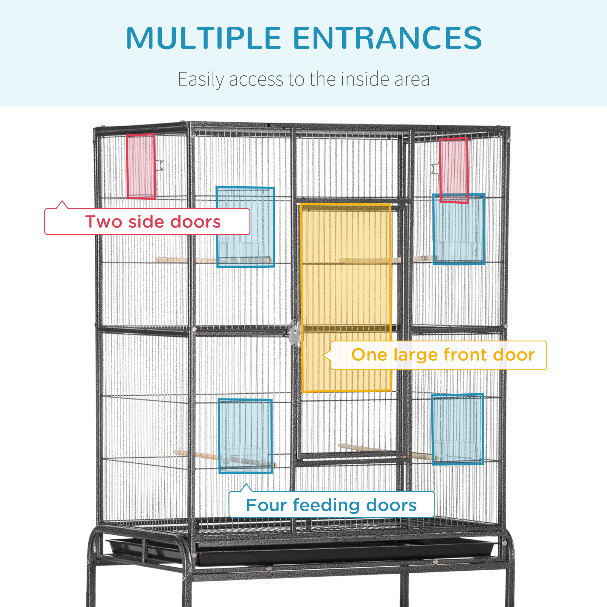 Large Bird Cage Budgie With Stand,Storage Shelf,Wood Perch For Parrot Canary — image 4