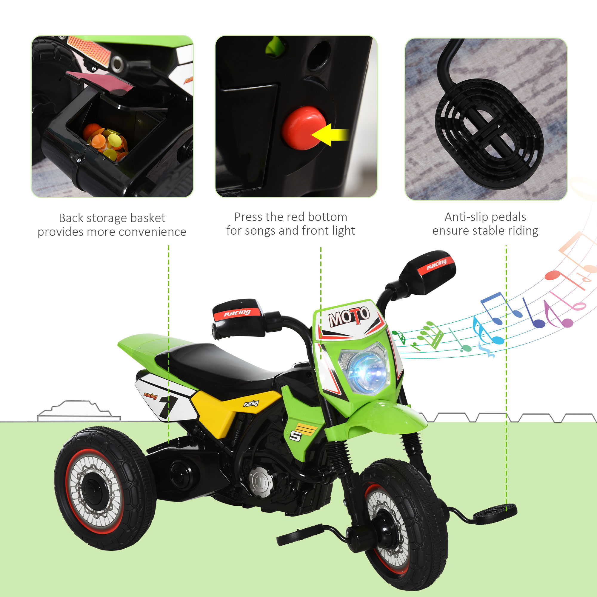 Trike For Kids,Toddler Pedal Motorcycle,Kids Ride On Tricycle Early Learning W