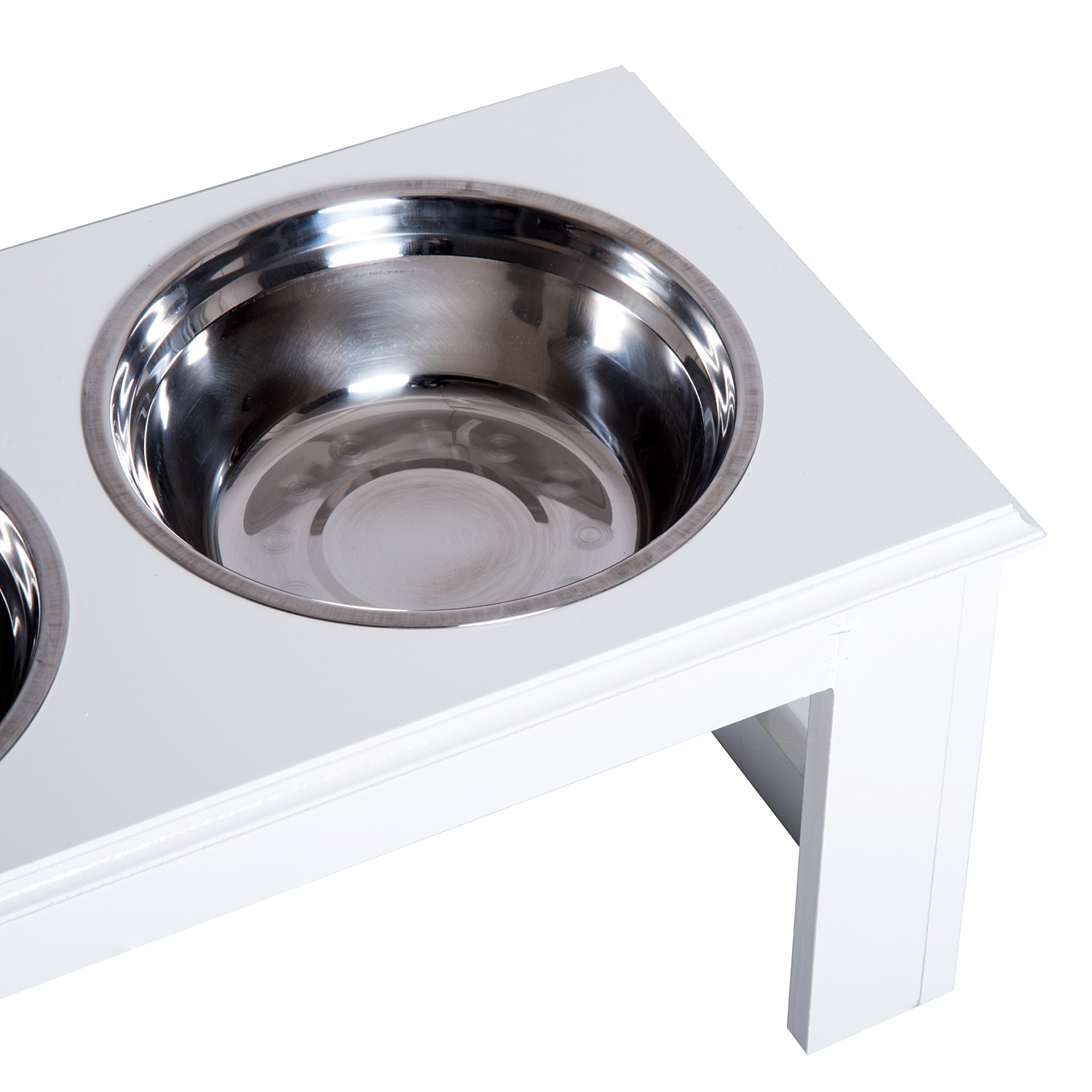 Raised Dog Feeding Bowls With Stand,Stainless Steel For Medium Dog,58L X 31W X 25H Cm-White detail photo 2