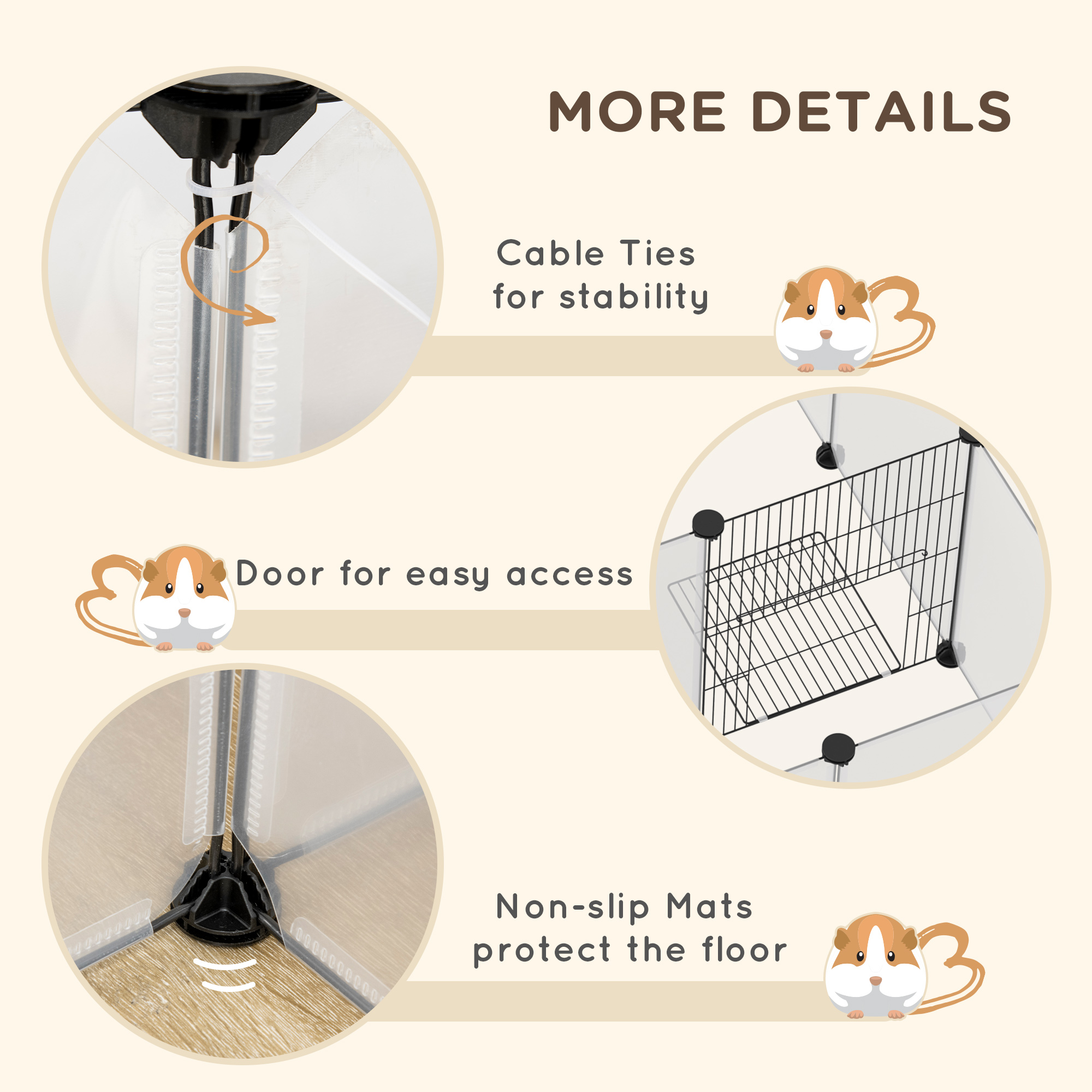 18-Panel Small Animal Cage,Pet Playpen,for Guinea