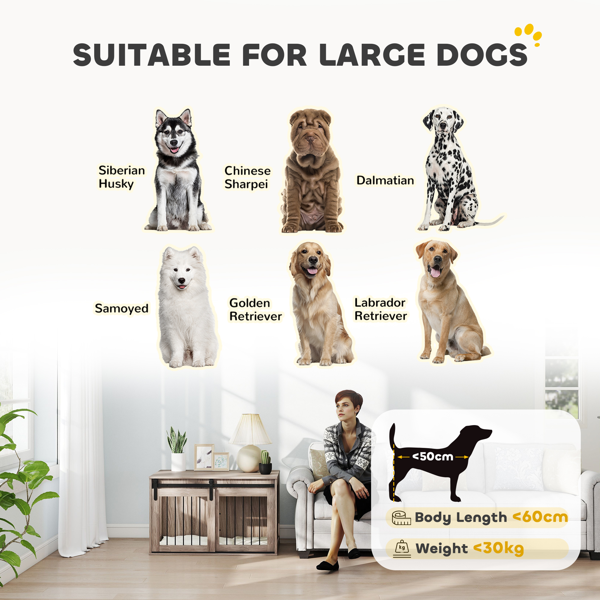 118cm Extra Large Dog - Walnut Brown-Dog Cage Furniture With Detachable Cushion, Suitable For Oversized Dogs detail photo 19