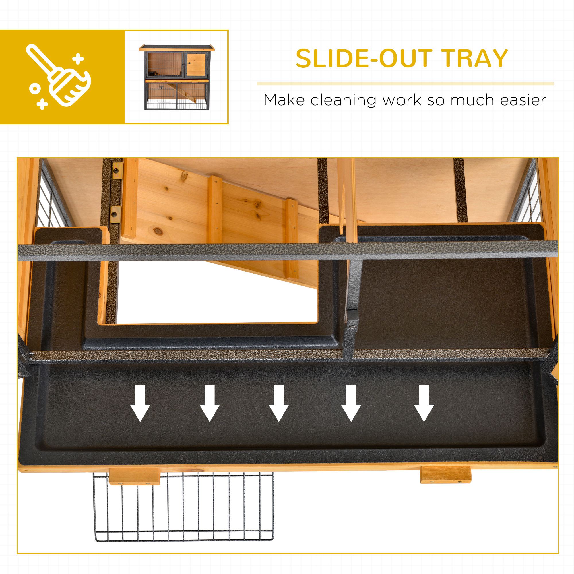 Guinea Pig Hutch Rabbit Wood-metal Elevated Pet House Bunny Cage With No-Leak — image 3