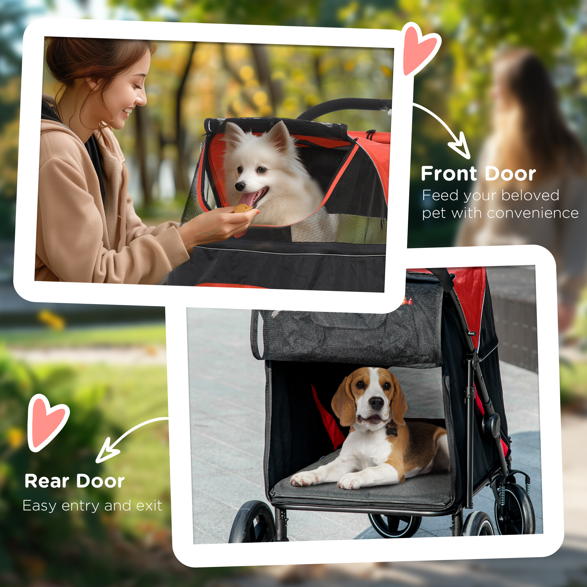Foldable Pet Stroller With Swivel Wheels And Shock Absorbers, Suitable