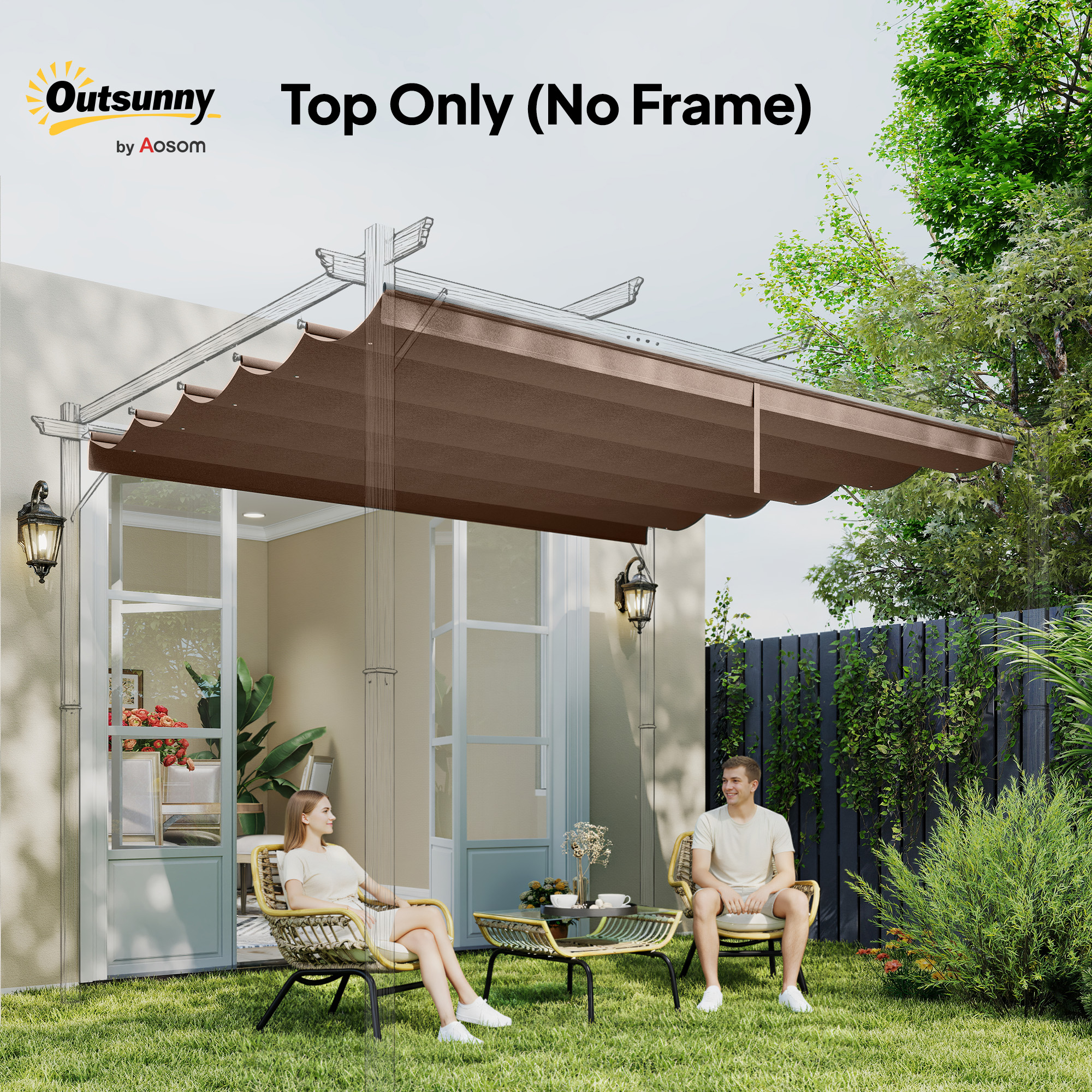 Retractable Pergola Cover,2.55 X 2.5 M Replacement Canopy Fabric For 3 X 3 M — image 4