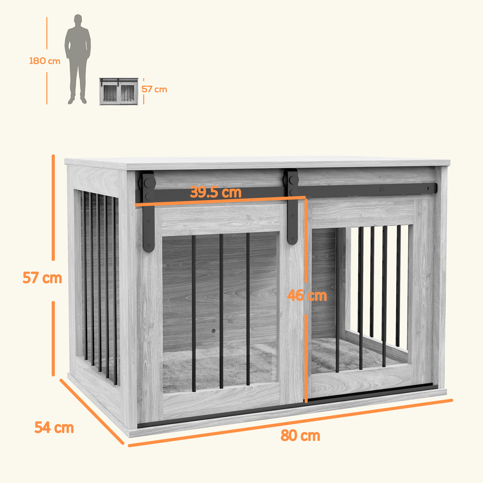 98cm Dog Crate Furniture With Removable Cushion For Large Dogs - Grey detail photo 20