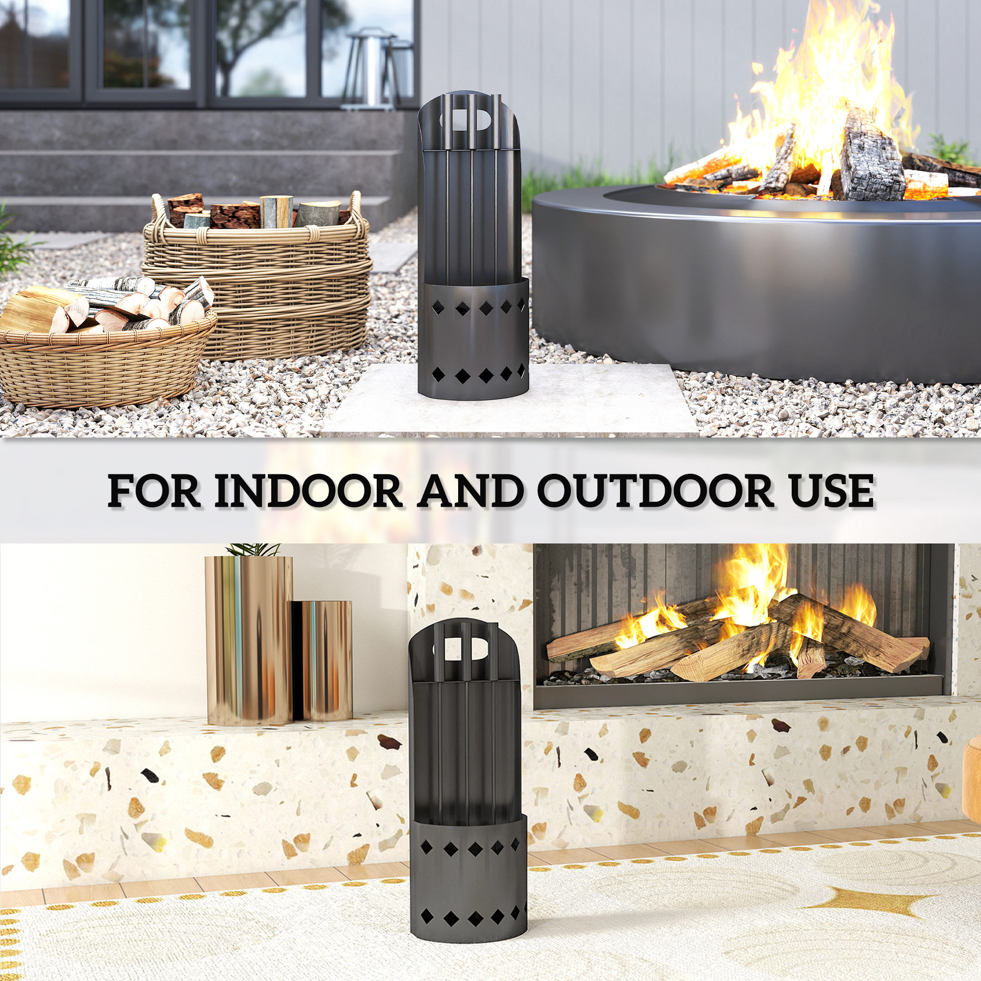 Outsunny 4 pieces fireplace companion set,metal fireplace