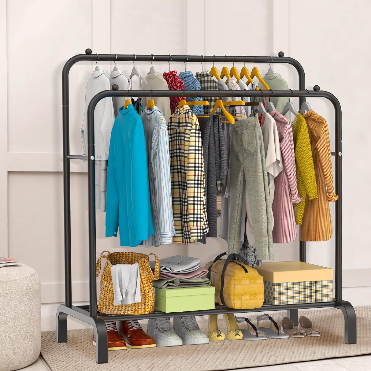 Heavy Duty Double Clothes Rail Hanging Rack Garment Display Stand Shoes Storage — image 5