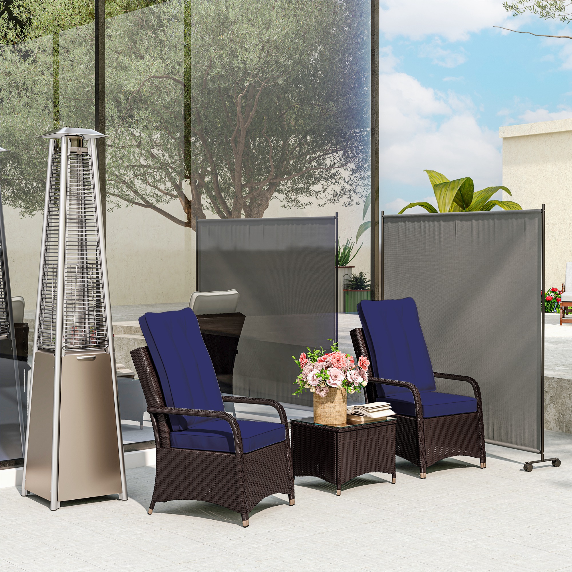 183 X 181cm Portable Privacy Screen,with Wheels-Dark Grey — image 4