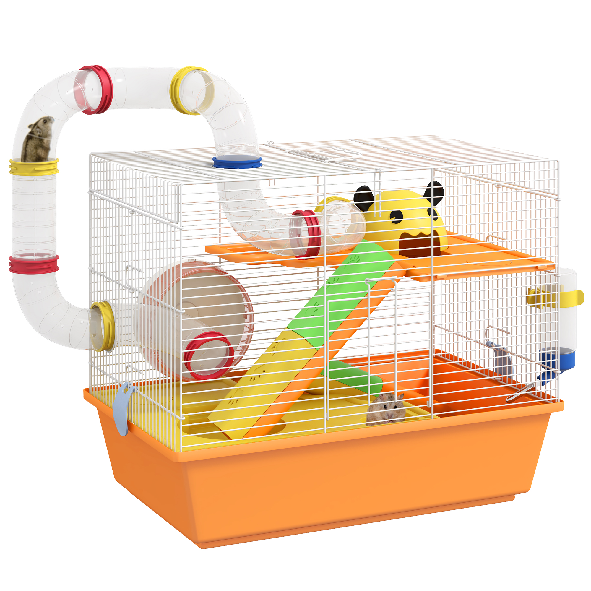 3 Tiers Gerbil Cage,Hamster Cage With Tubes,Exercise Wheel,Ladder,Top Handle,45 — image 3