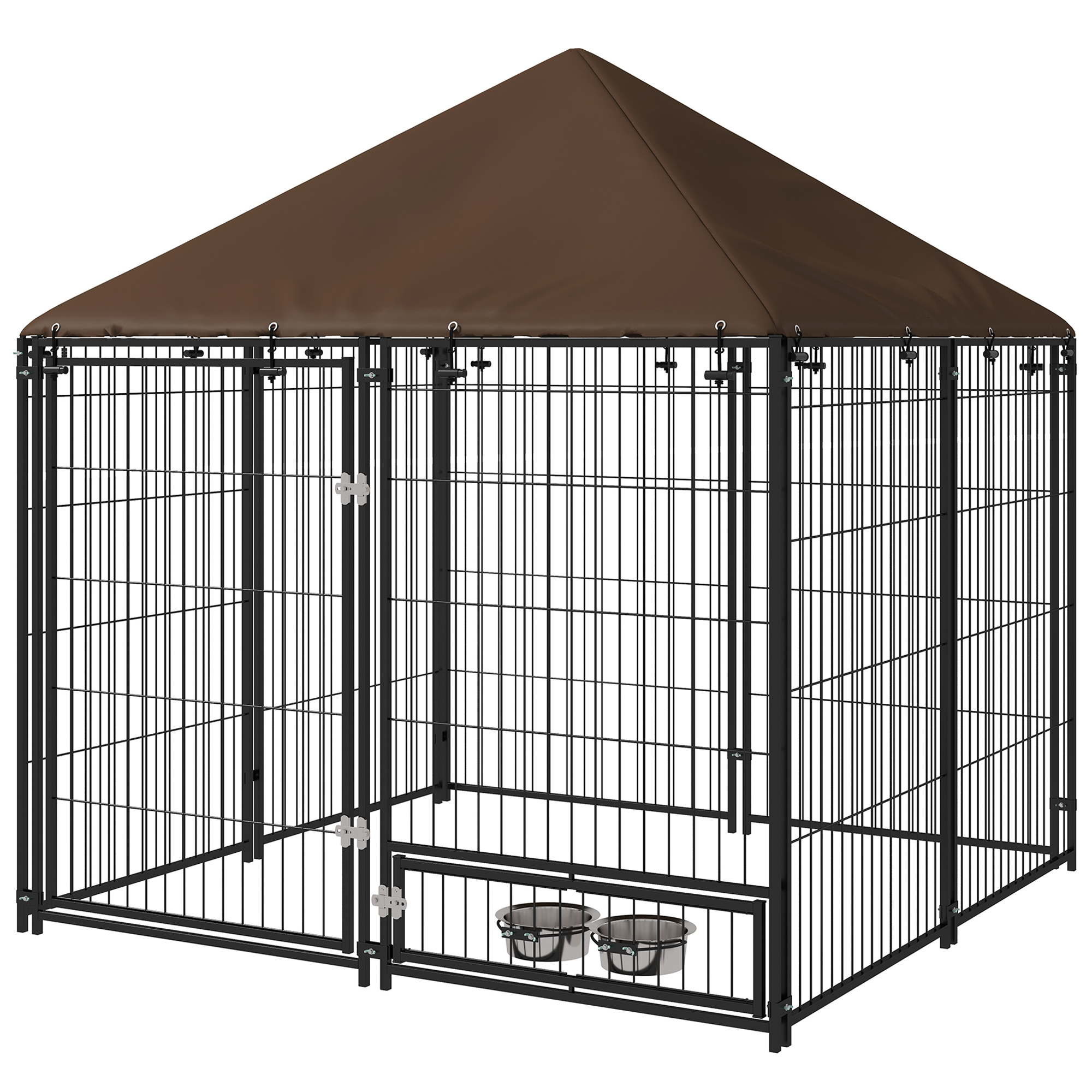 Outdoor Dog Kennel Puppy Play Pen With Canopy Garden Playpen Fence Crate Enclosure Cage Rotating Bowl 141 X 141 X 151 Cm detail photo 7