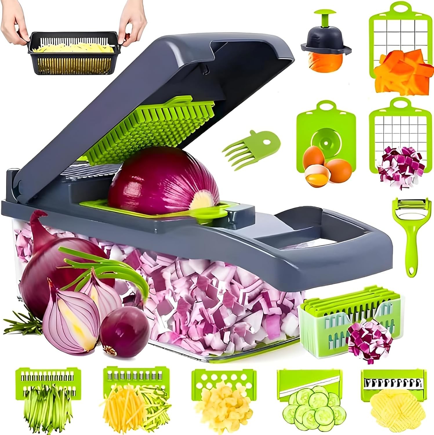 16 in 1 vegetable chopper salad fruit mandolin slicer food