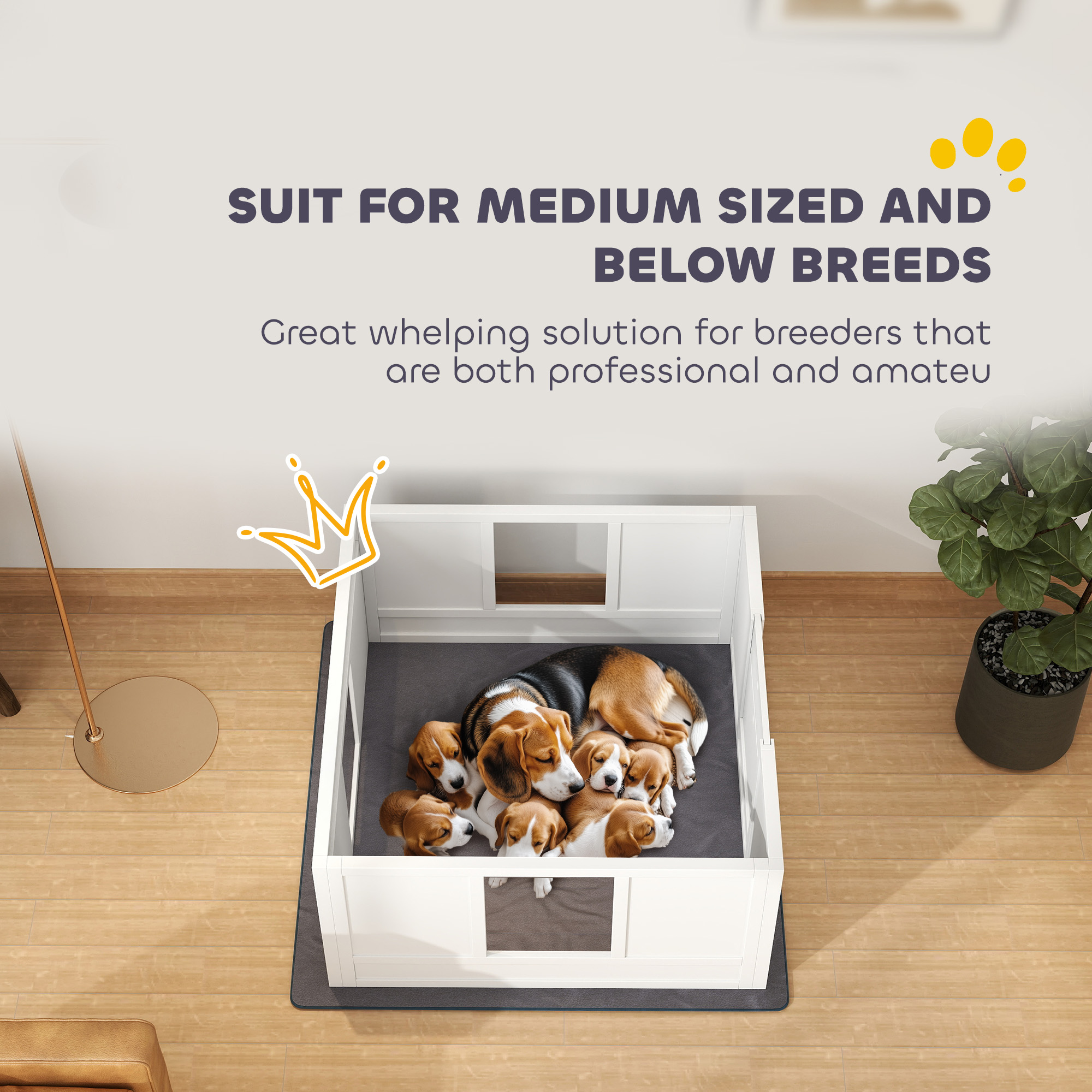 Whelping Box For Dogs With Pad,Adjustable Entrance,Non-slip Foot Pads,for — image 3