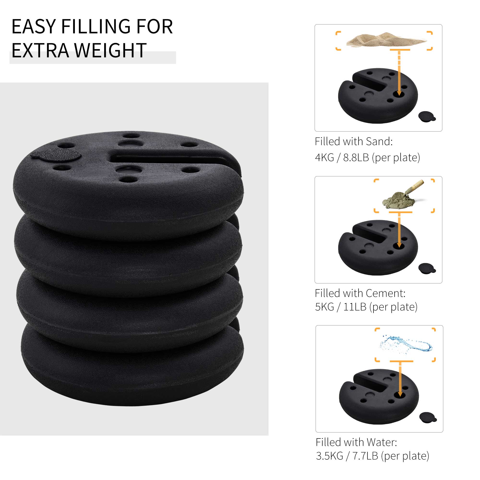 Pop Up Canopy Weight Set Of 4,Heavy Duty Sand Fillable Tent Leg Weights — image 5