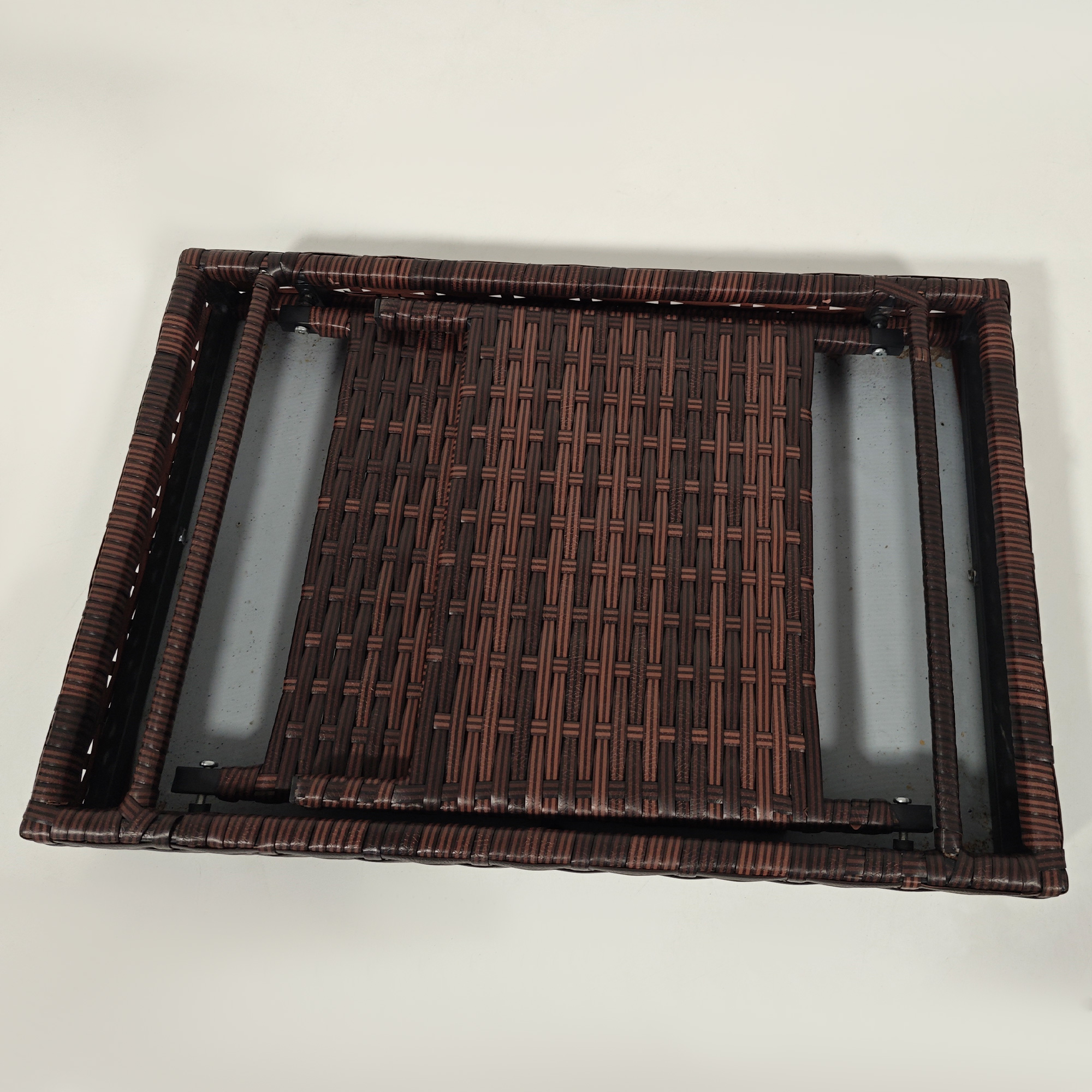 Foldable Outdoor Side Table,Rattan Garden Coffee Table With Steel Frame,Space — image 3
