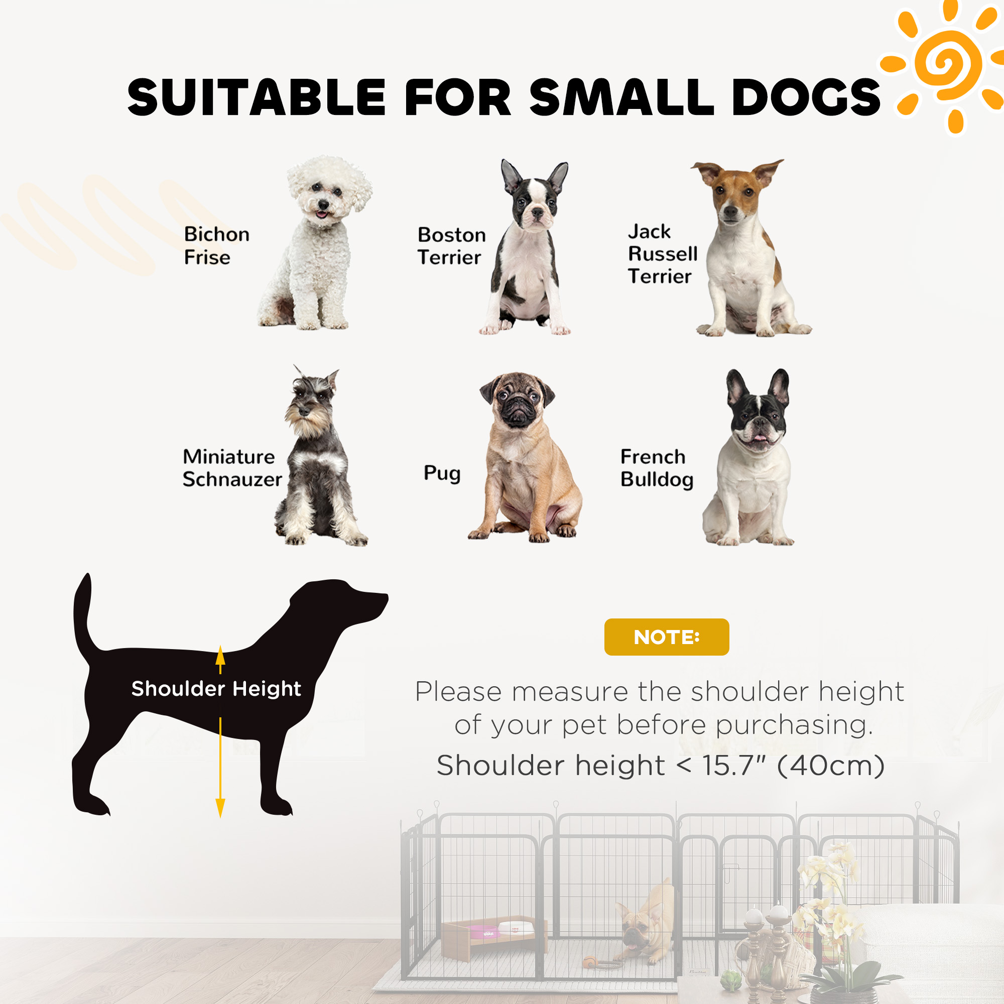 Two-Piece Dog Pen Expansion Pack For Small Dogs,60cm Tall Animal With Three