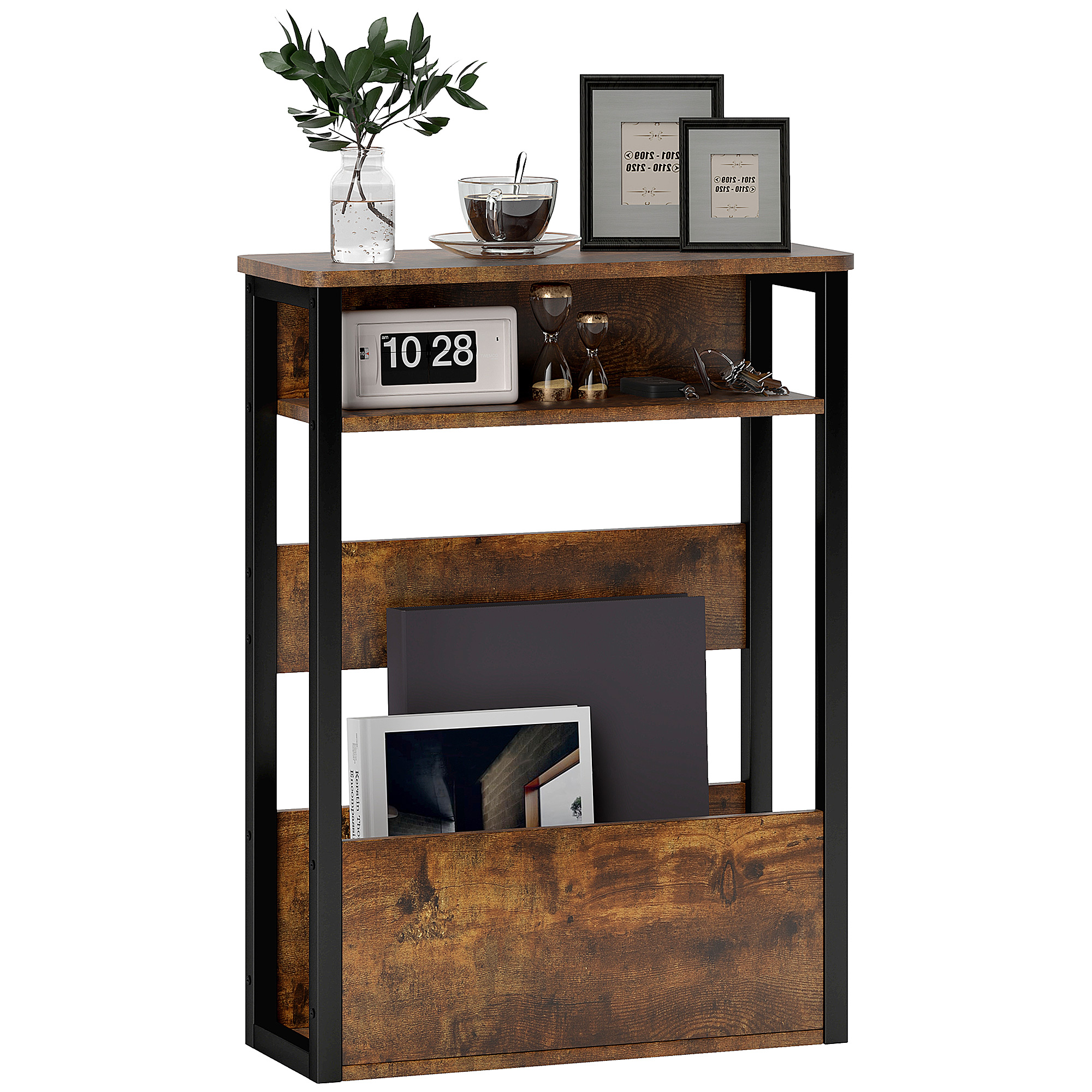 Industrial-Style Side Table-Black/Brown — image 4