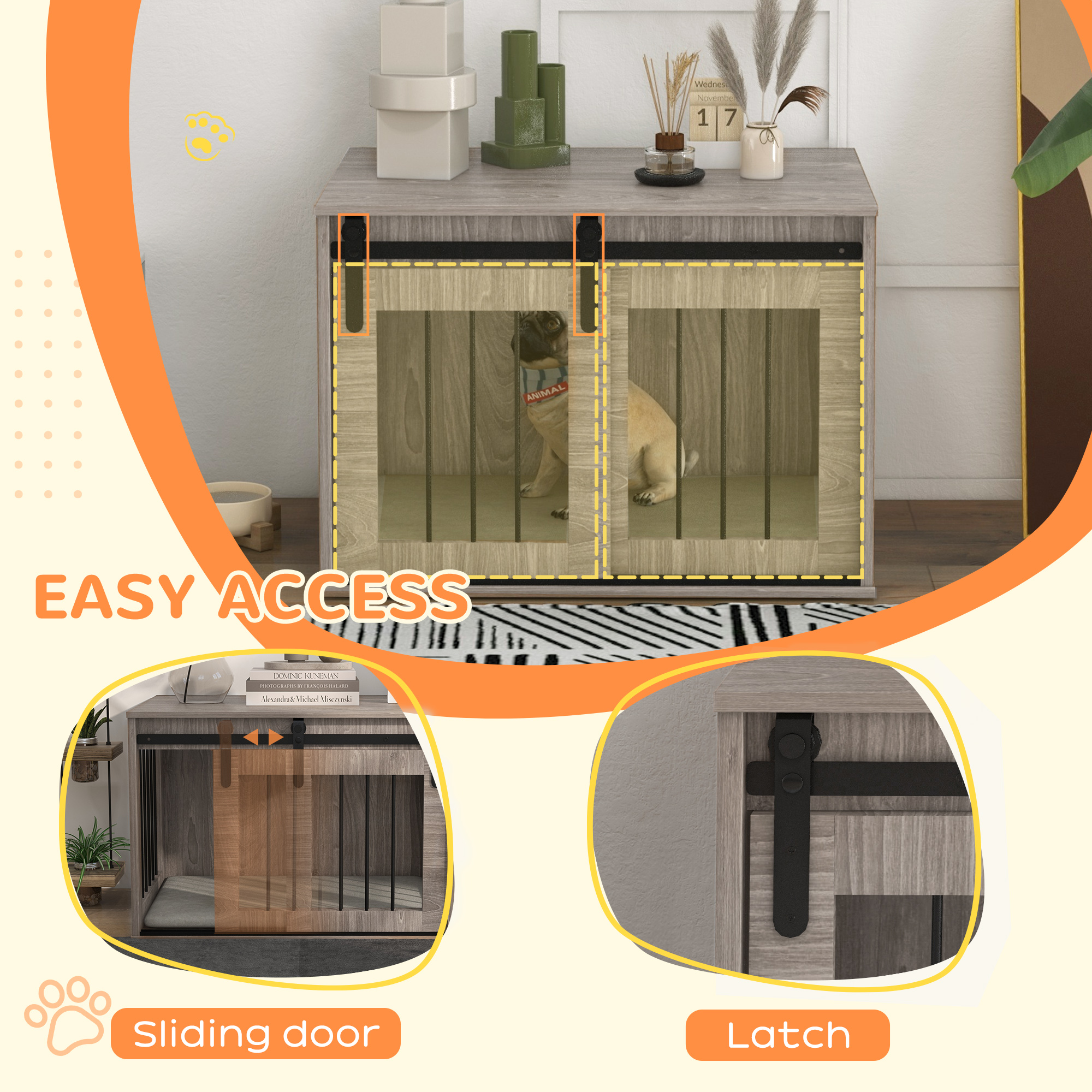 118cm Extra Large Dog - Walnut Brown-Dog Cage Furniture With Detachable Cushion, Suitable For Oversized Dogs detail photo 29