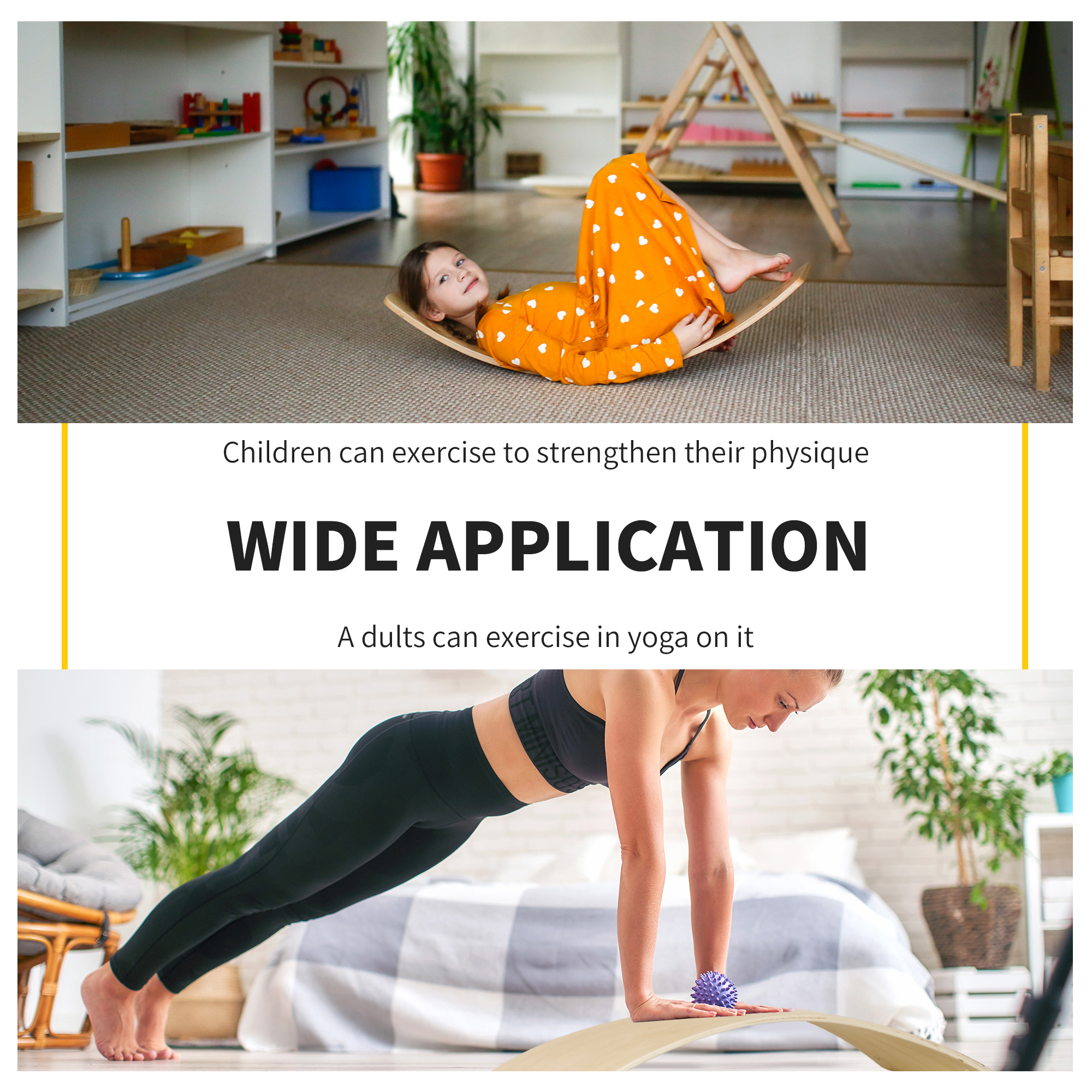 Wood wobble board with ropes,balance board for full body