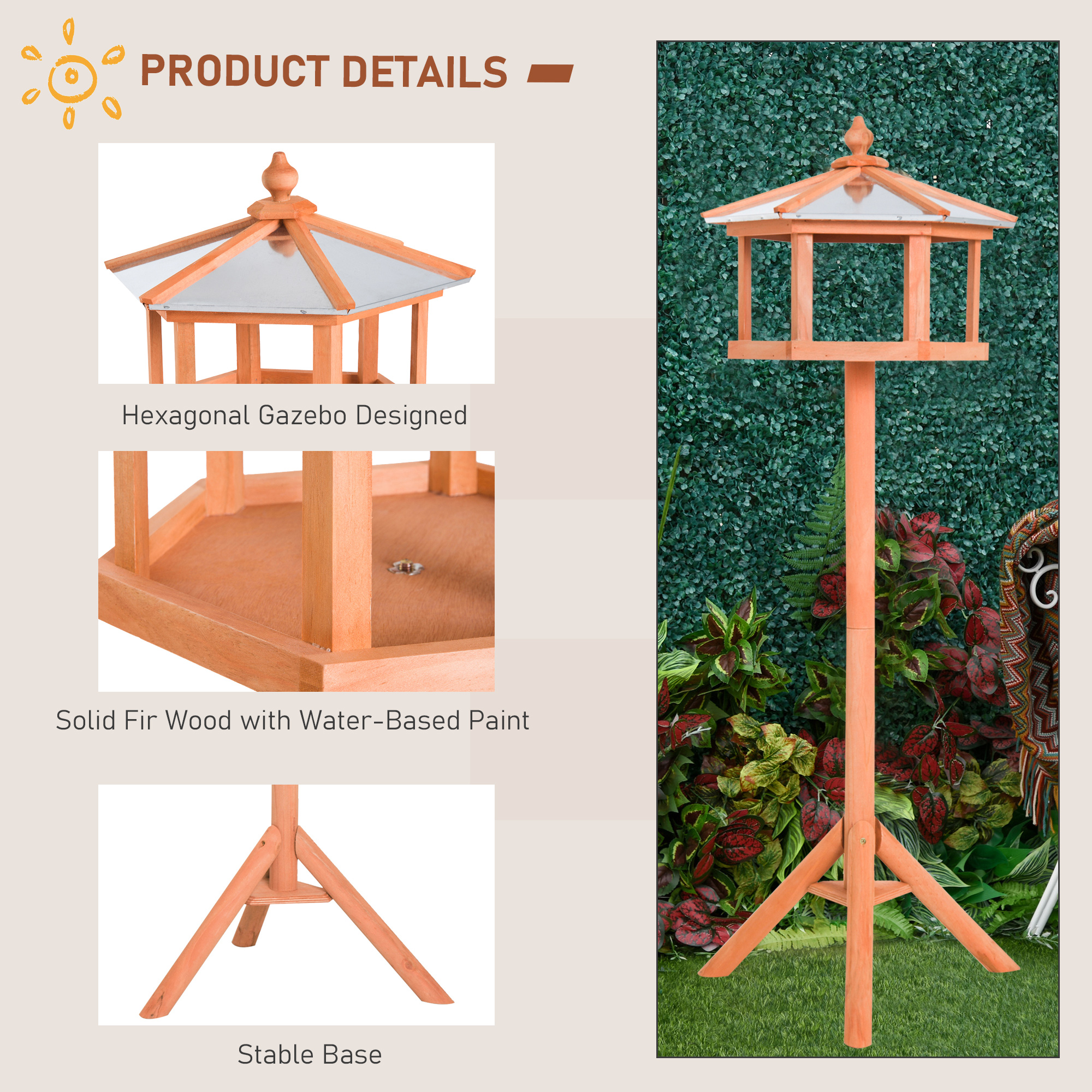 Wooden Bird Table Free Standing Feeder Garden Sheltered Feeding Station Parrot — image 2