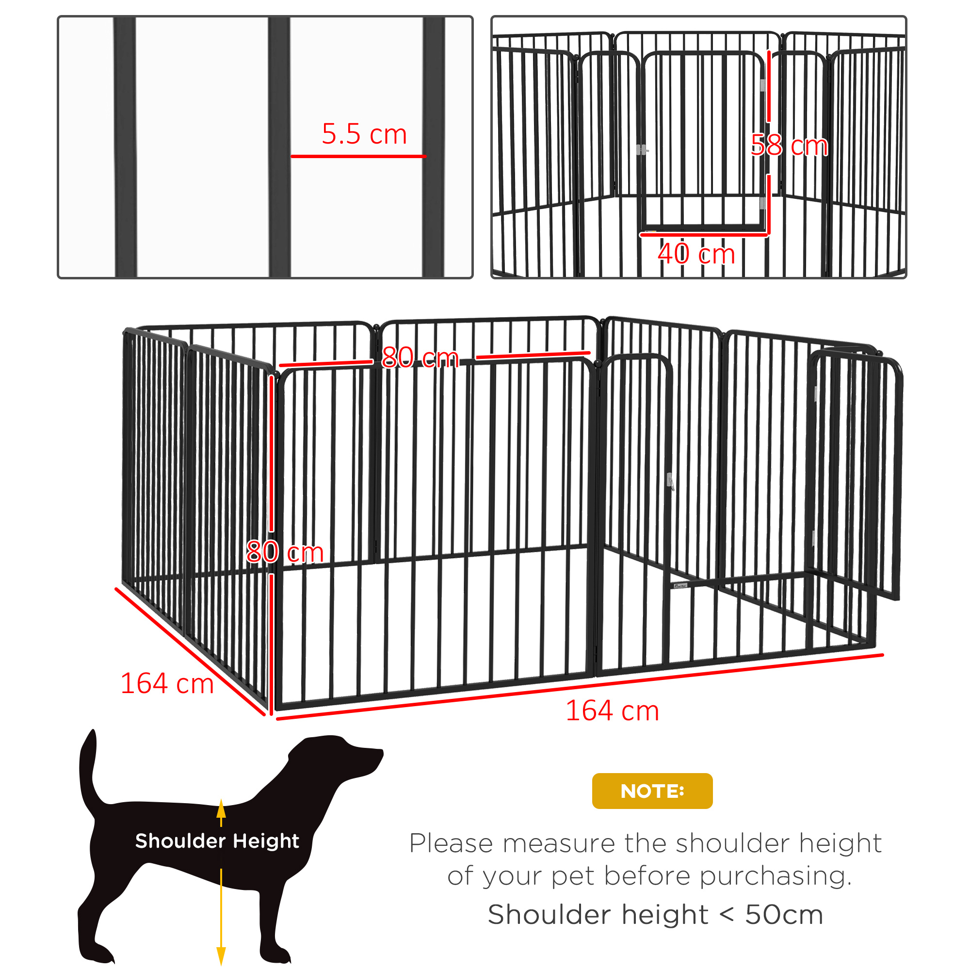80cm 8 Panels Heavy Duty Dog Pen,Pet Playpen For Indoors,Outdoors,Small,Medium Dogs detail photo 8