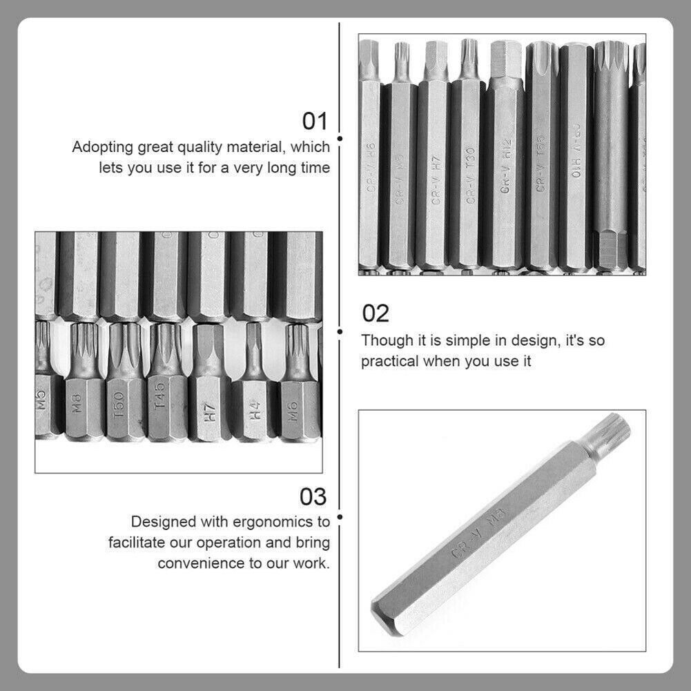 40 X Allen Key Torx Hex Star Spline Socket Bit Set Drive Car Repair Tool 1/2 3/8 — image 2