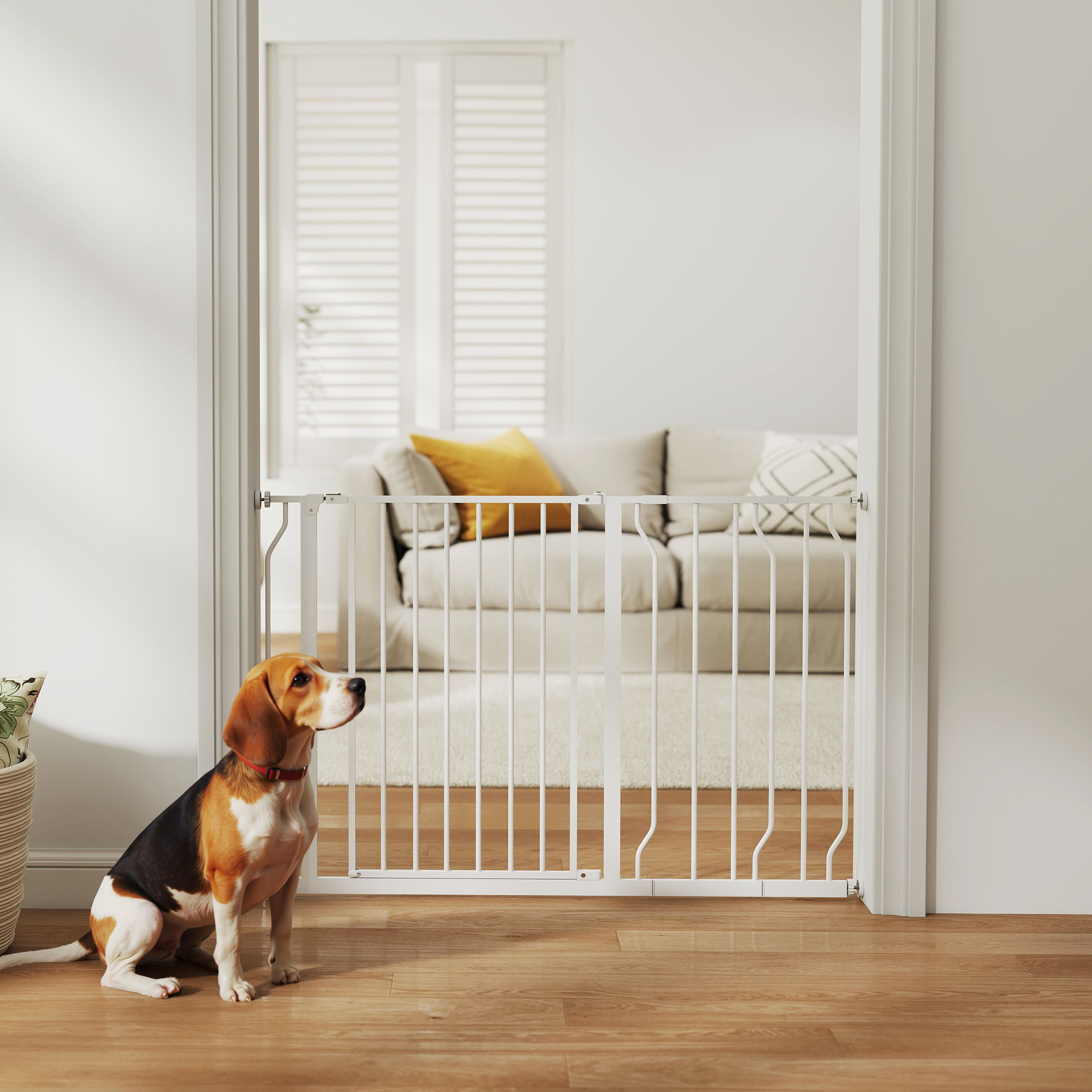 Wide Dog Safety Gate,with Door Pressure,for Doorways,Hallways,Staircases-White — image 5