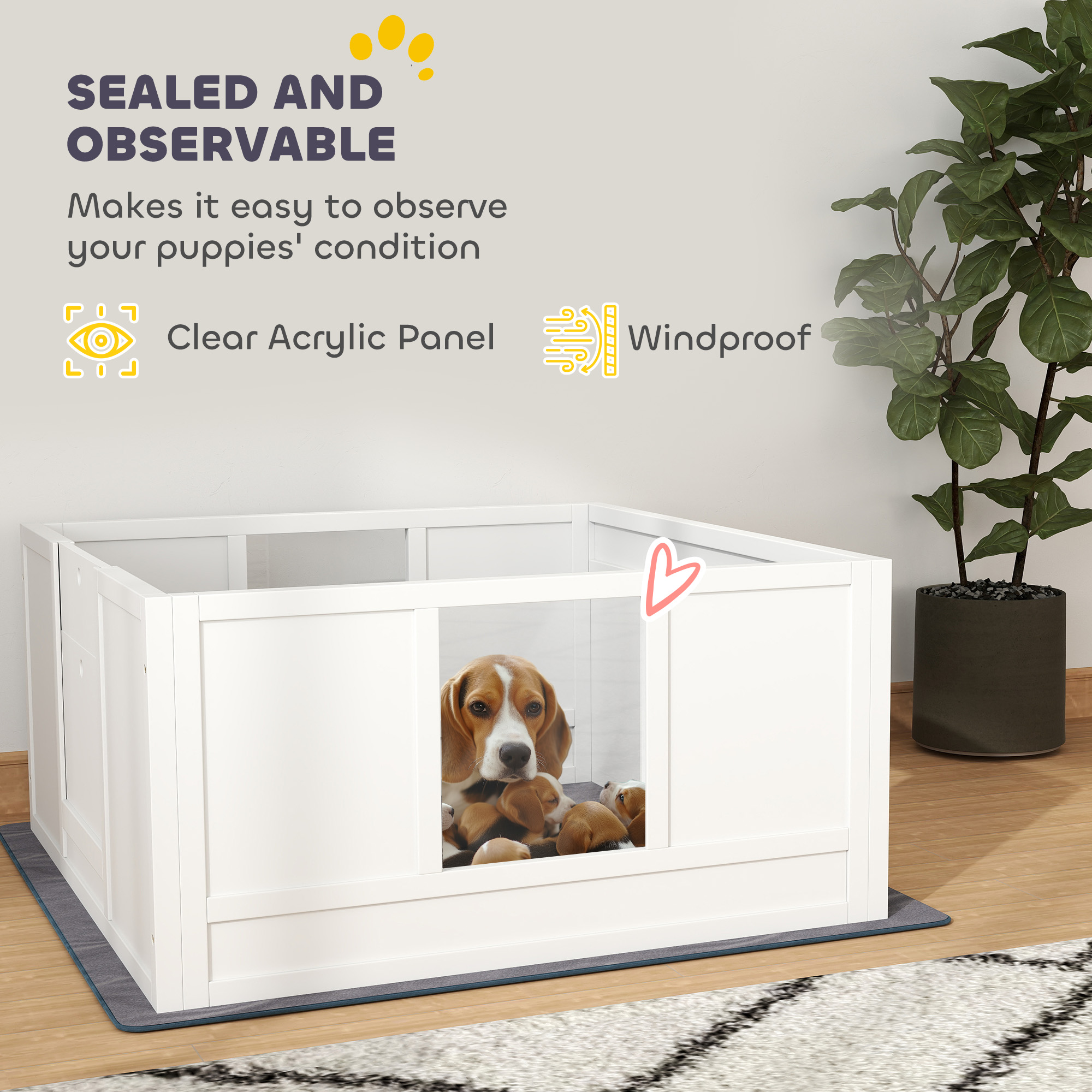 Whelping Box For Dogs With Pad,Adjustable Entrance,Non-slip Foot Pads,for — image 5