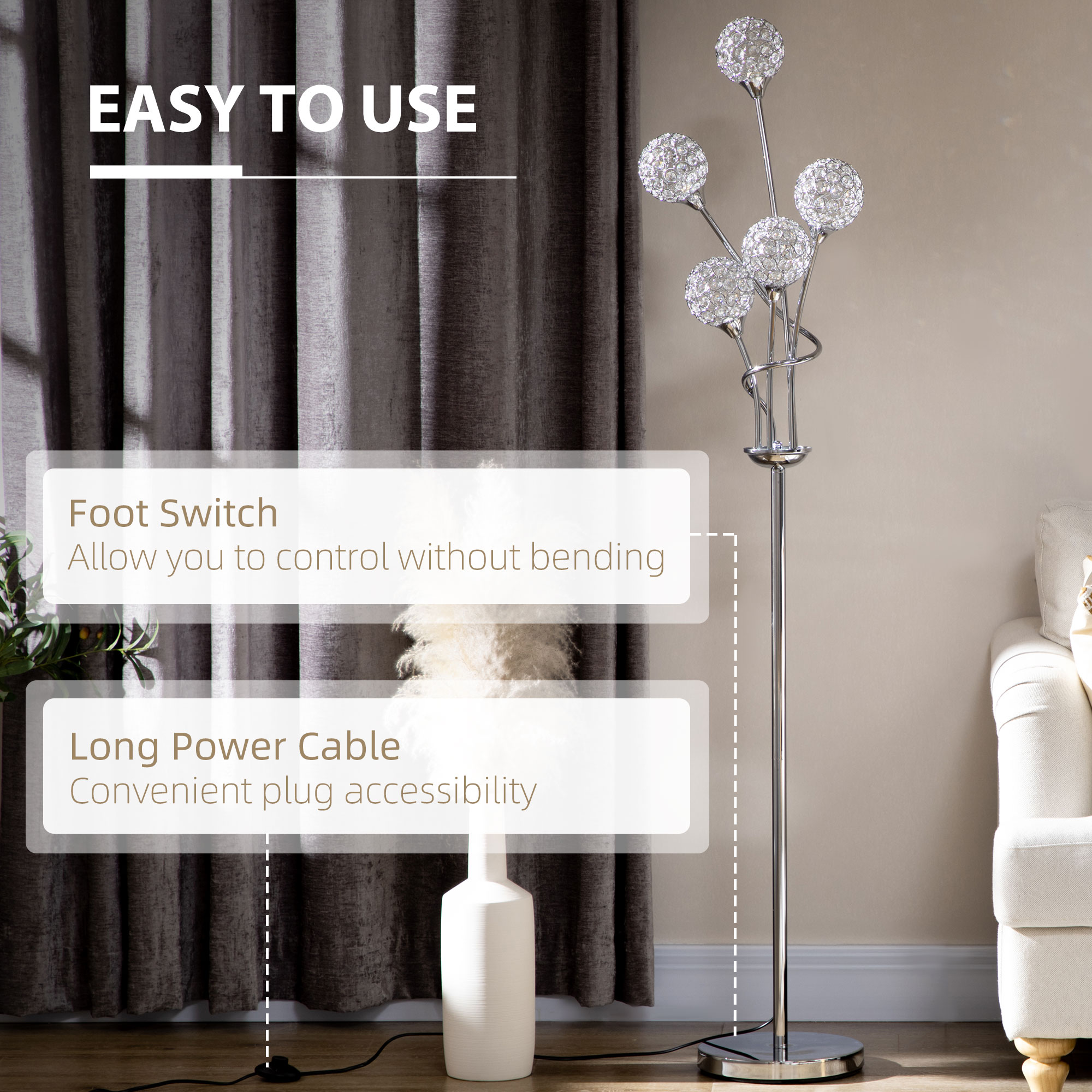 Floor Lamps For Living Room Bedroom With 5 Light,Modern Upright Standing — image 5