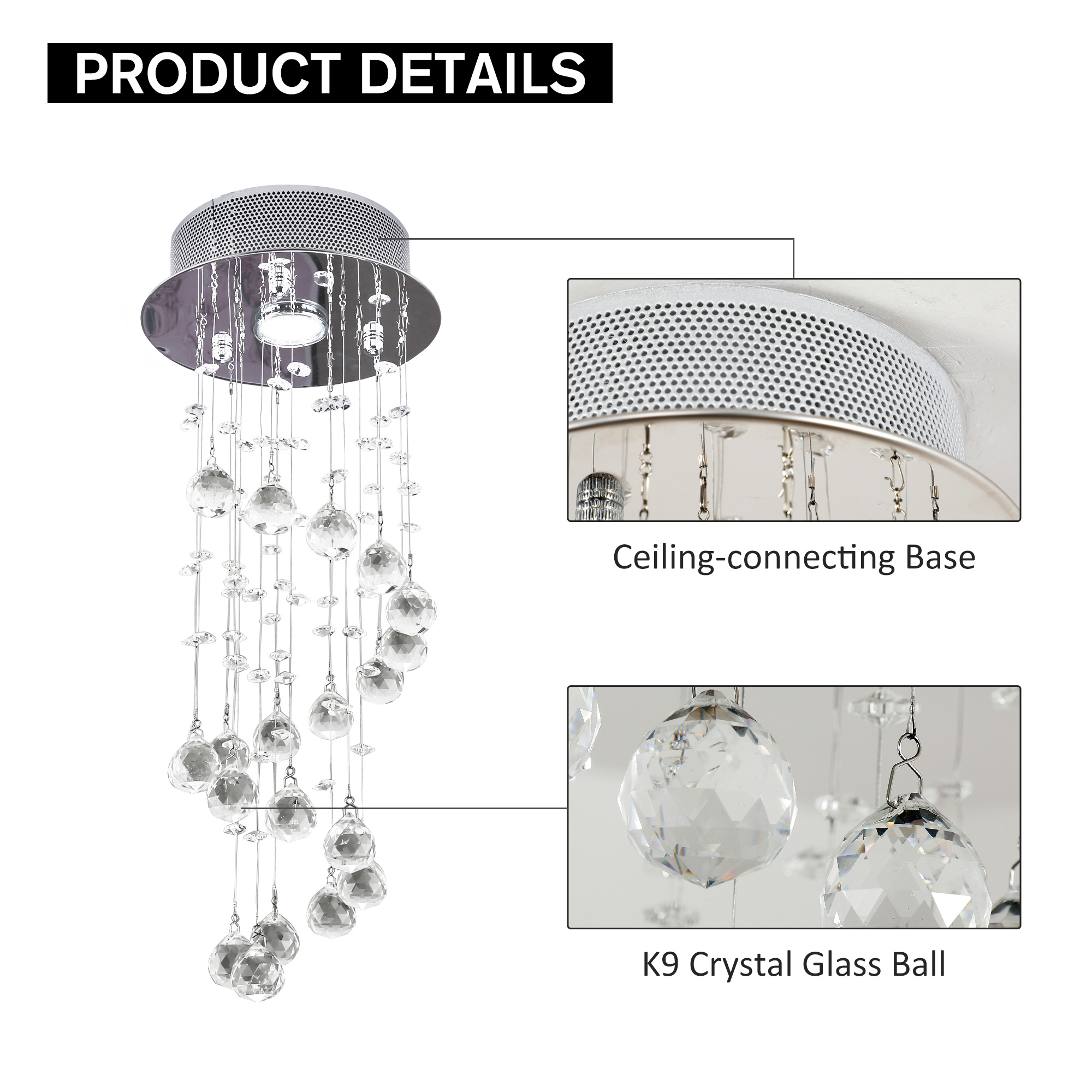 Metal crystal ceiling light chandelier elegant pendant lamp