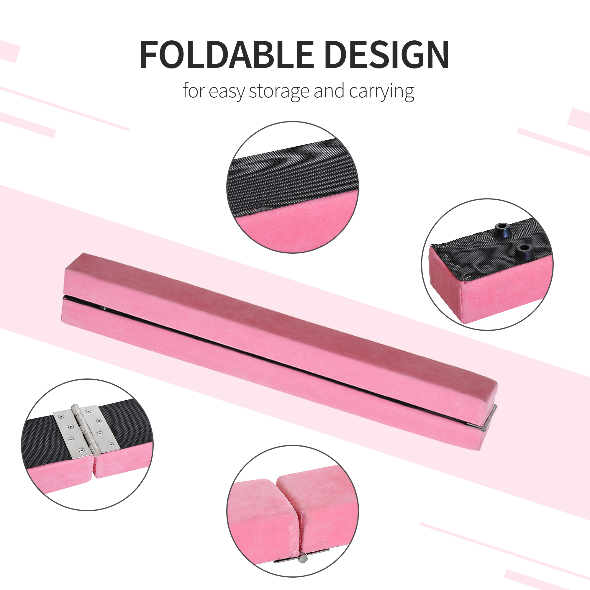 2.1M 7FT Gymnastics Folding Balance Beam Home Gym Training Exercise Sports-Pink — image 5