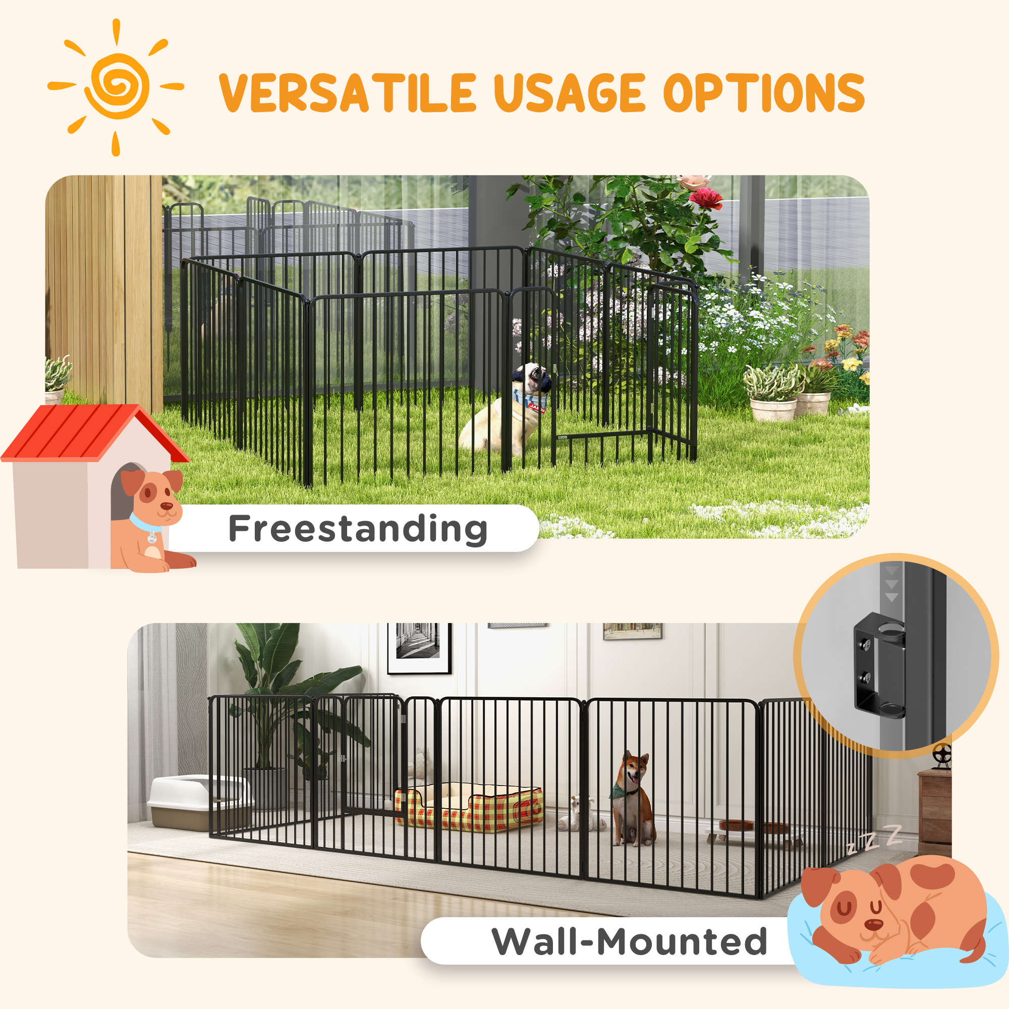 80cm 8 Panels Heavy Duty Dog Pen,Pet Playpen For Indoors,Outdoors,Small,Medium Dogs detail photo 7