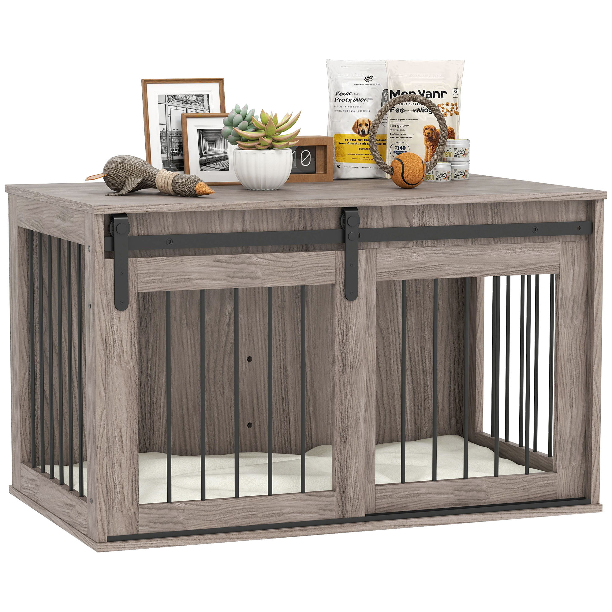 118cm Extra Large Dog - Walnut Brown-Dog Cage Furniture With Detachable Cushion, Suitable For Oversized Dogs detail photo 24
