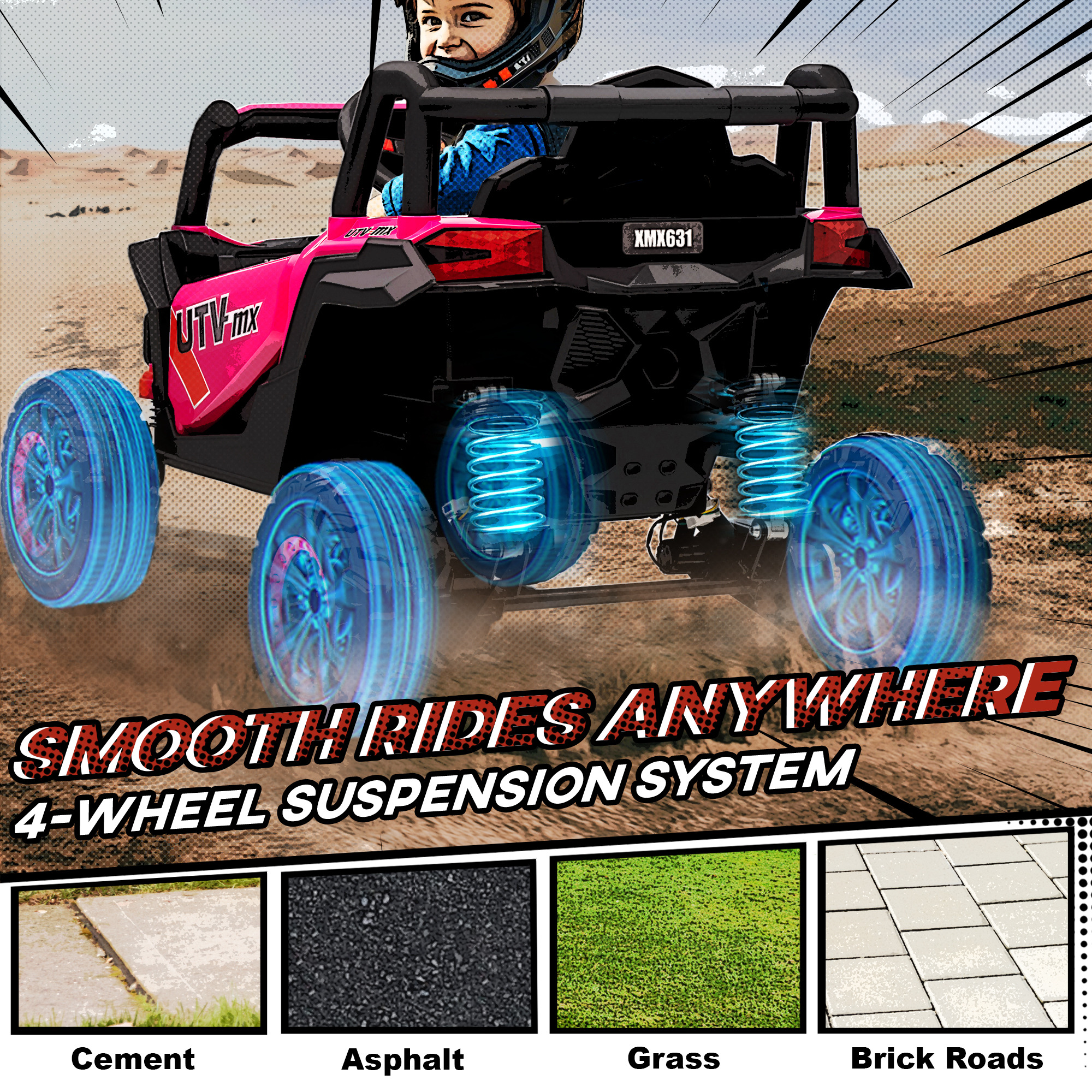 12V Children's Remote-controlled Electric Vehicle With Suspension System
