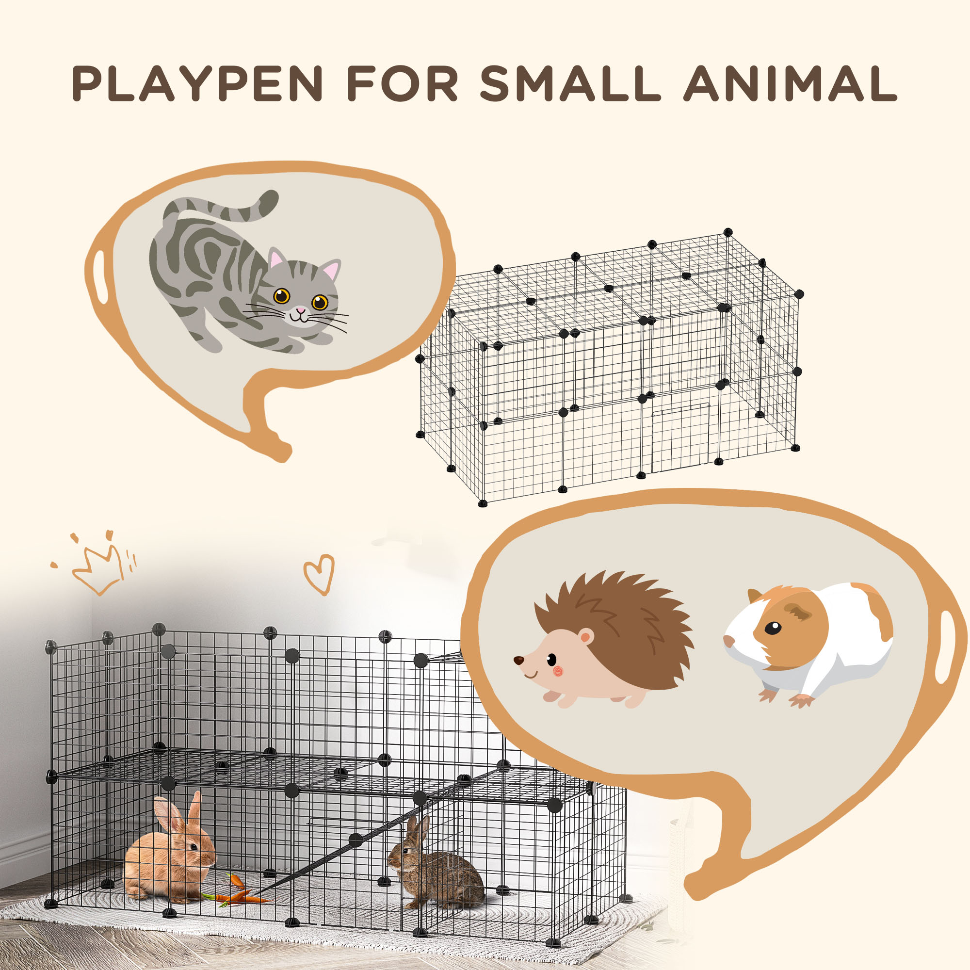 DIY Pet Playpen Metal Wire Fence Indoor Outdoor Rabbit Small Animals Cage 36 — image 5