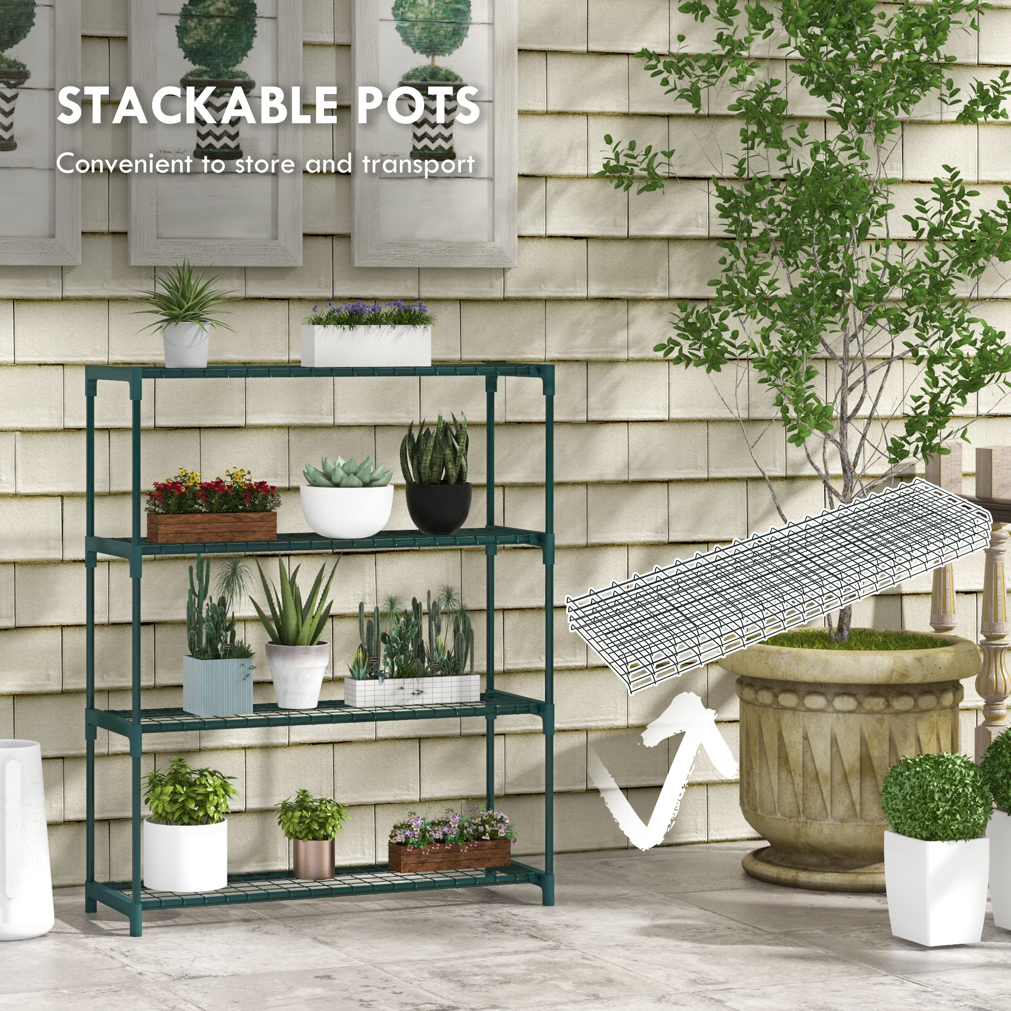 Four-Tier Steel Plant Shelf-Black — image 5