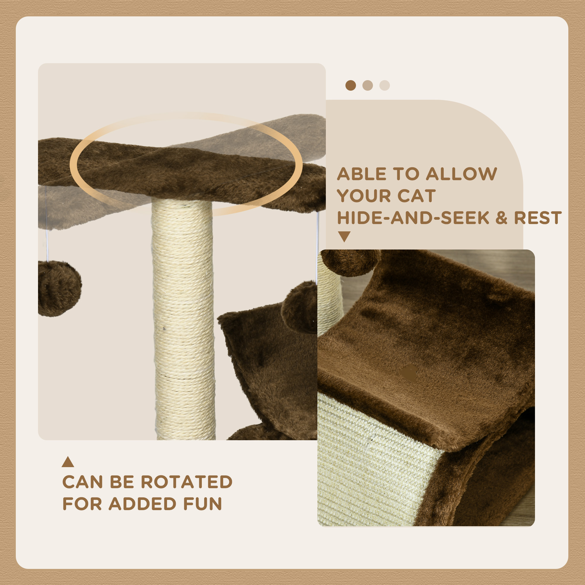 Cat Tree,Cat Tower For Kittens With Rotatable Top Bar,Sisal Scratching