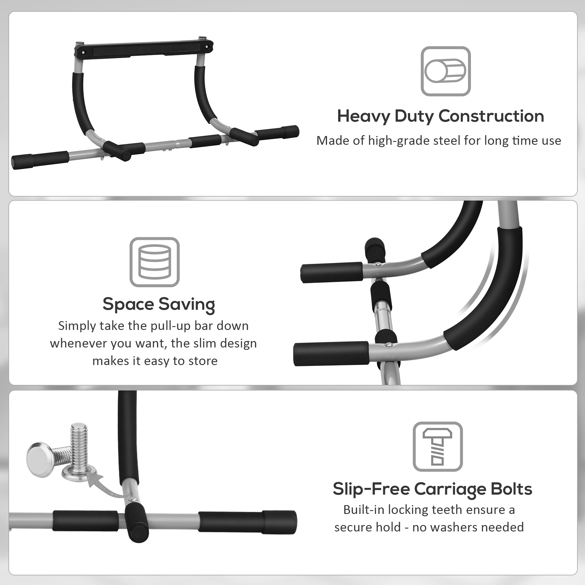 Doorway Pull Up Bar,Door Frame Chin Up Push Up Bar For Home Gym Upper Body — image 4